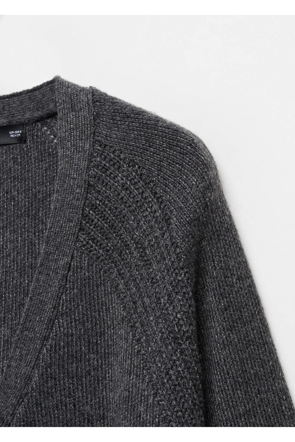 Cassis grofgebreid vest antraciet Cassis grofgebreid vest antraciet