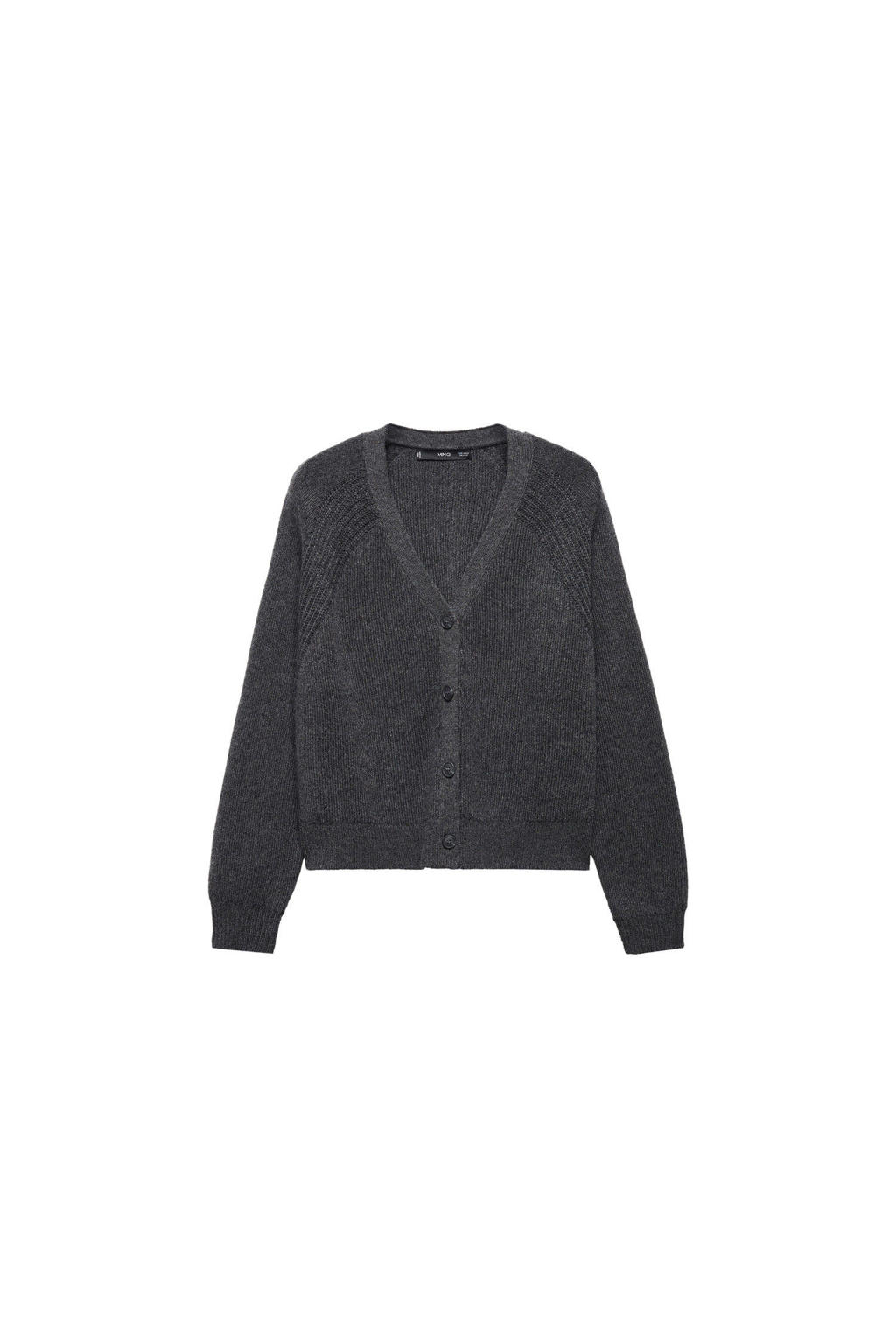 Mango grofgebreid vest met contrastbies beige/ecru