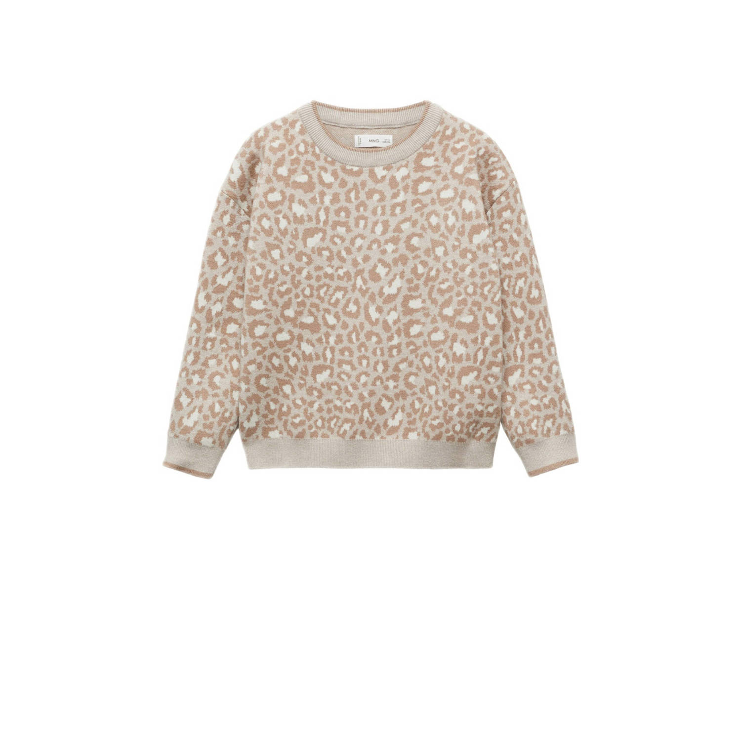 Mango Kids trui met panterprint lichtbruin