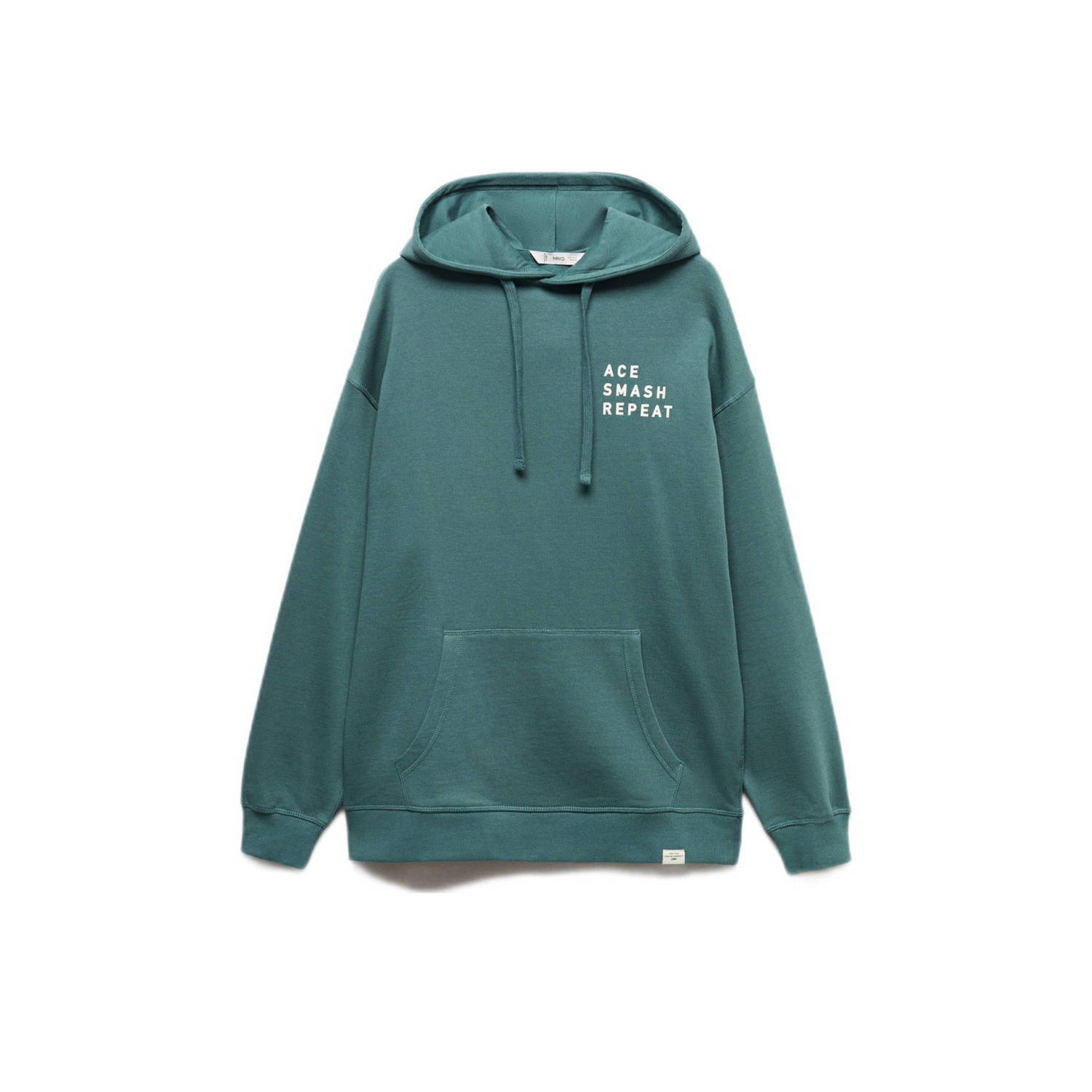 Mango Kids hoodie met tekst mintgroen