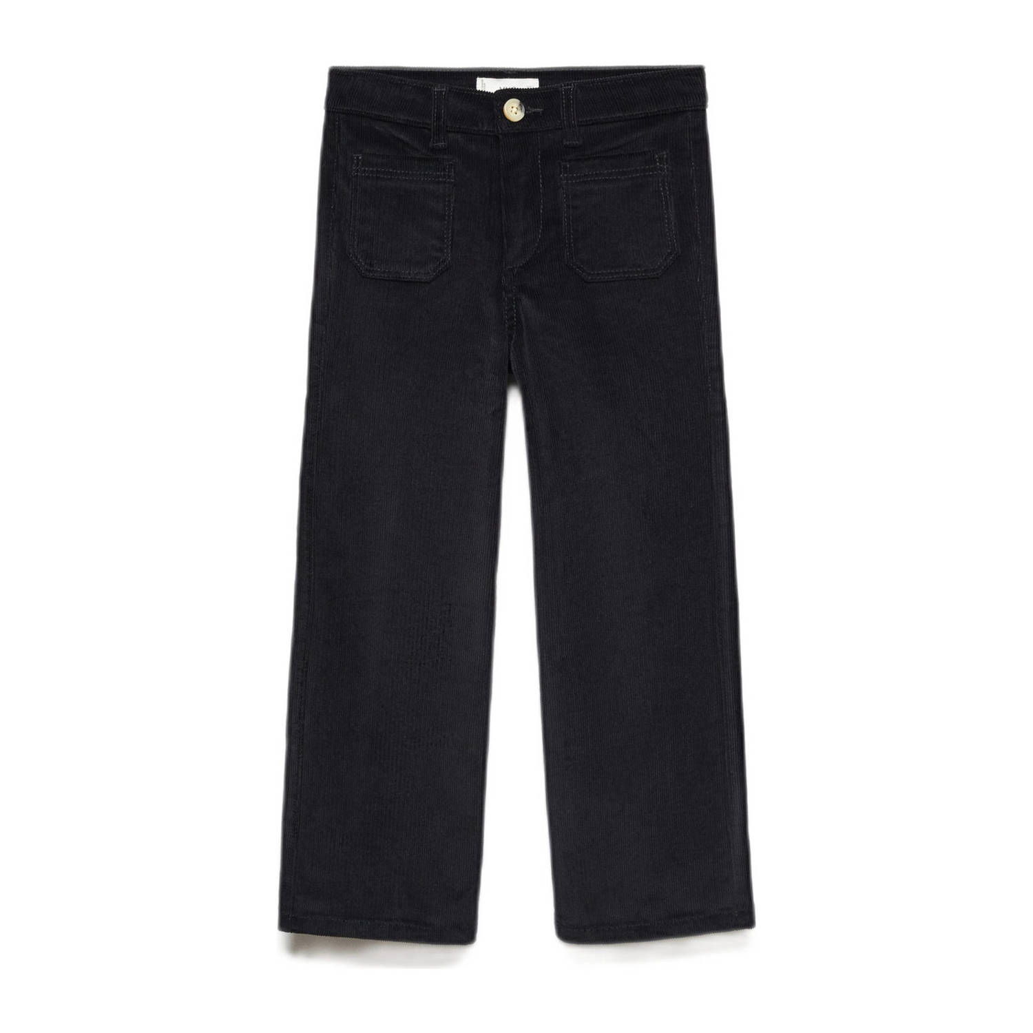 Mango Kids corduroy high waist wide leg broek zwart