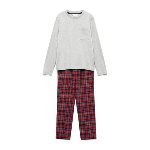 Mango Kids geruite pyjama rood/grijs/blauw