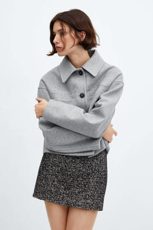 gemêleerde mini rok met wol grijs