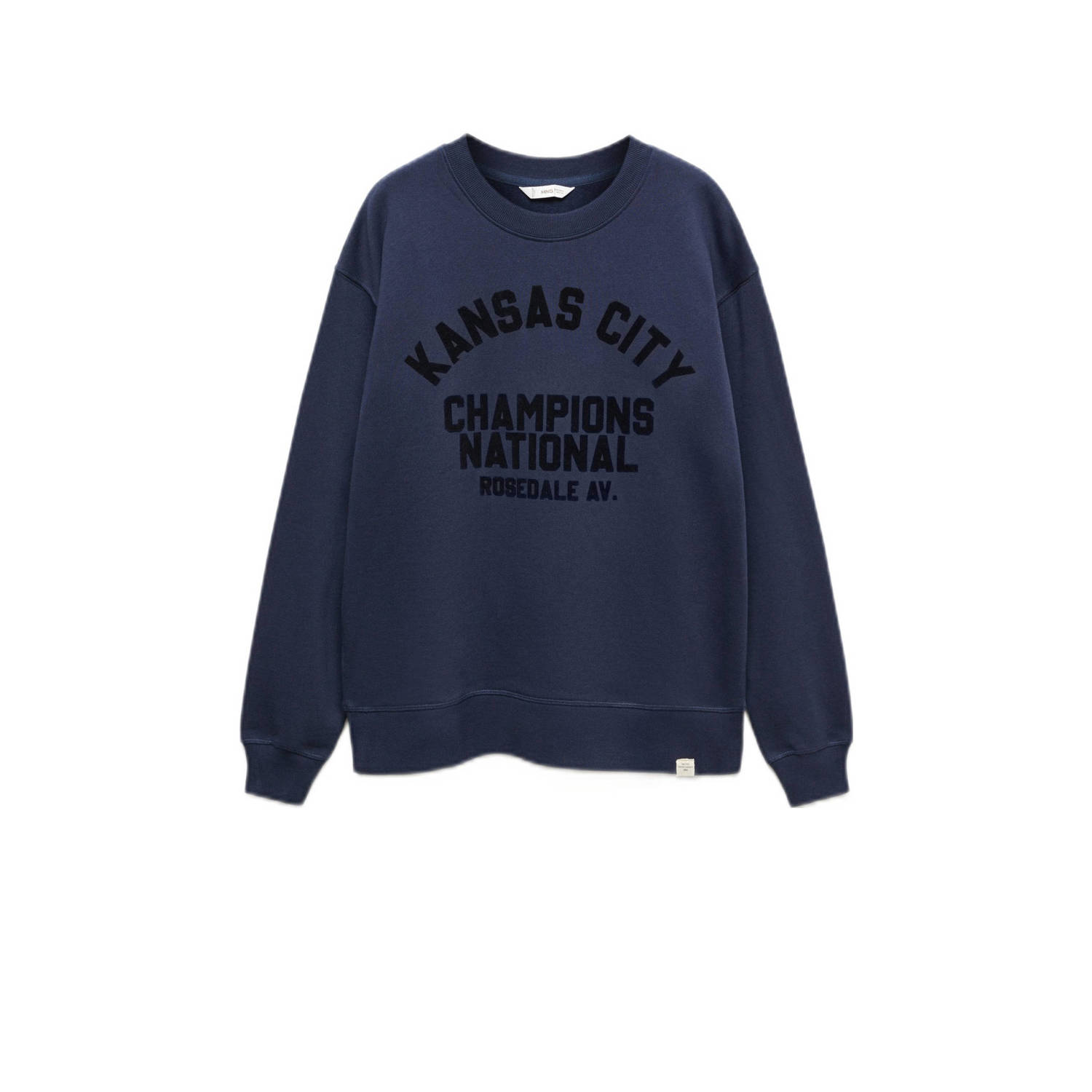 Mango Kids sweater met tekst donkerblauw
