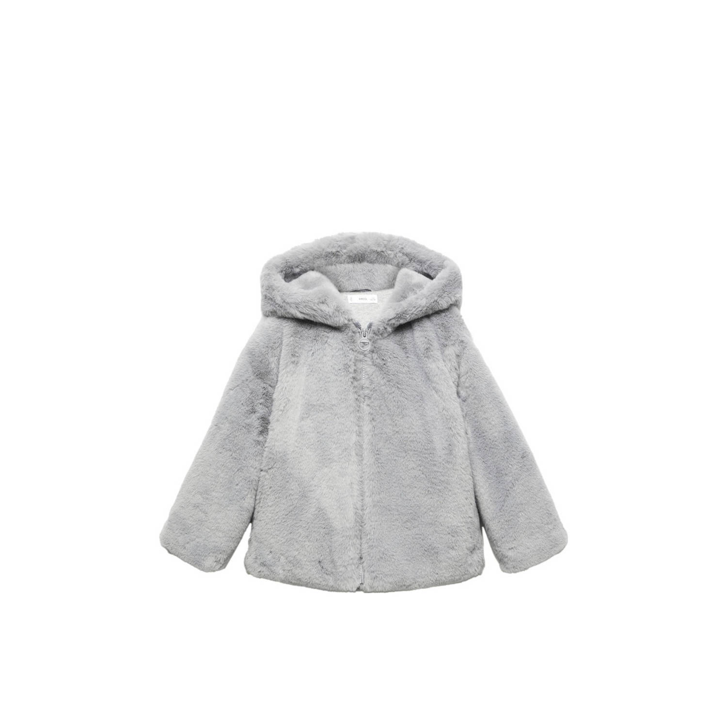 Mango Kids imitatiebont winterjas met textuur lichtgrijs