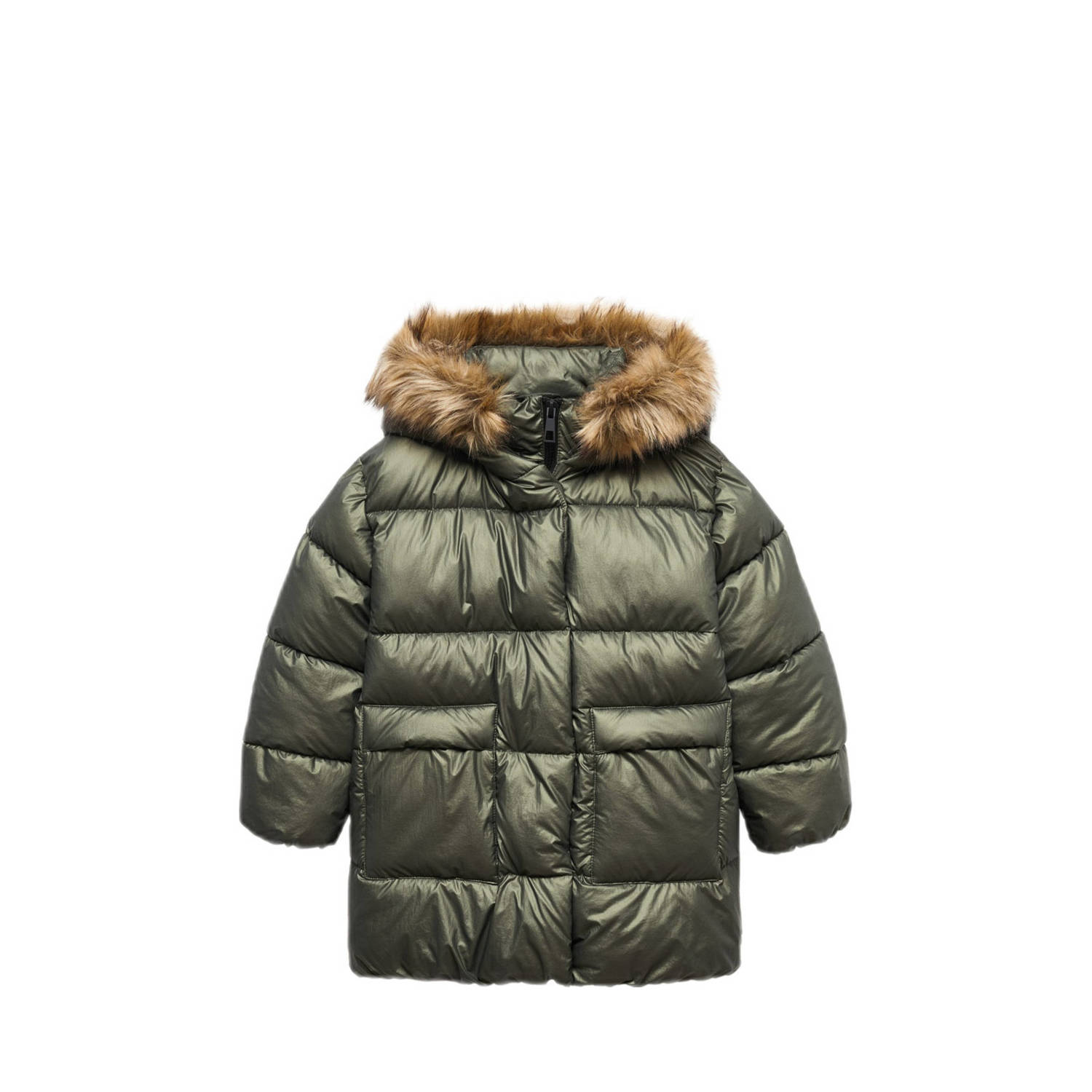 Mango Kids reversible winterjas donkergroen