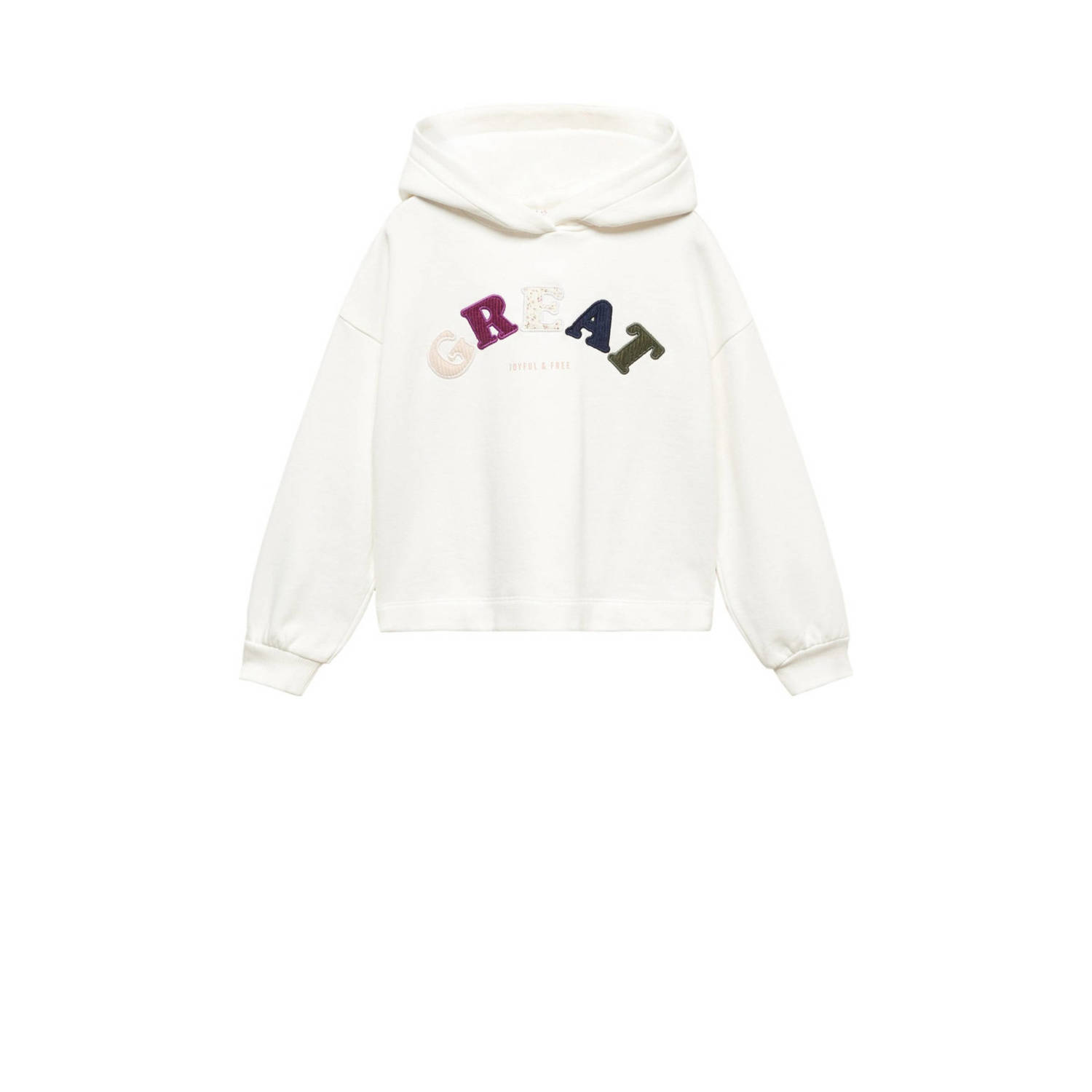 Mango Kids hoodie met tekst wit paars blauw