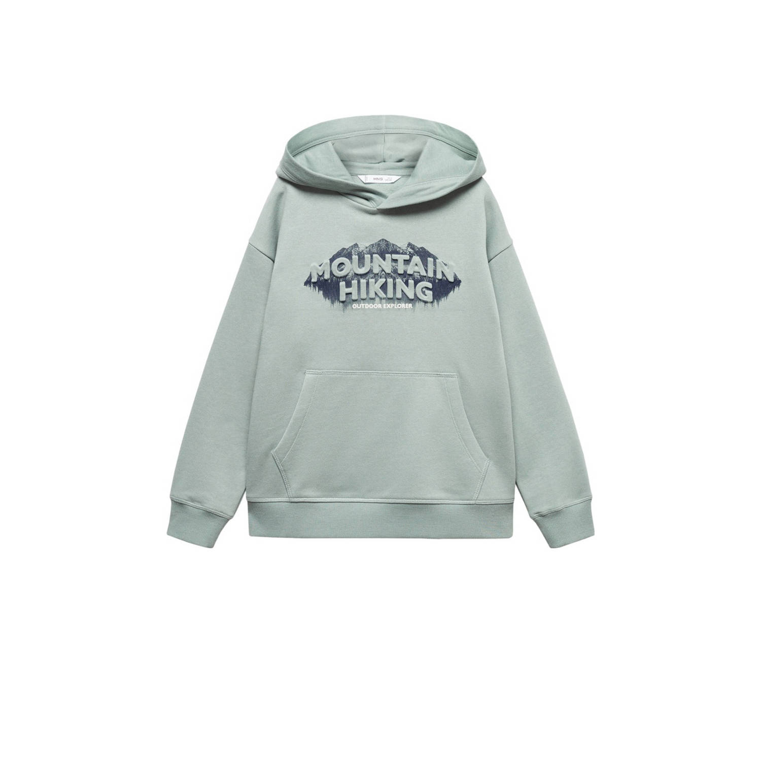 Mango Kids hoodie met tekst lichtgroen