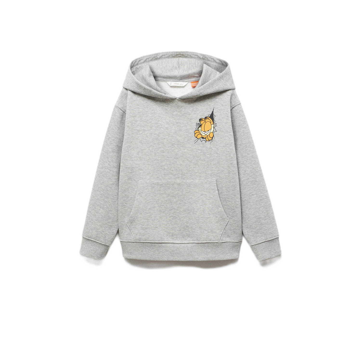 Mango Kids hoodie met backprint lichtgrijs geel