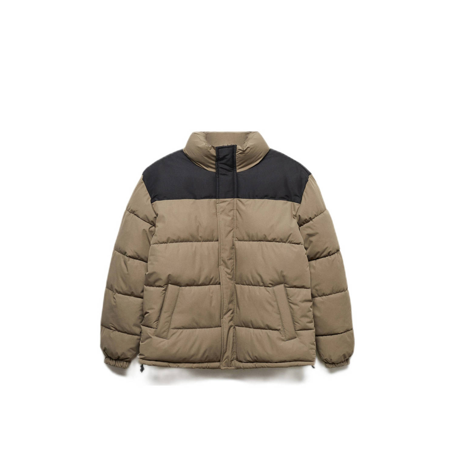 Mango Kids gewatteerde winterjas taupe zwart