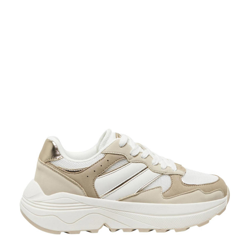 Sacha chunky leren sneakers met koeienprint beige