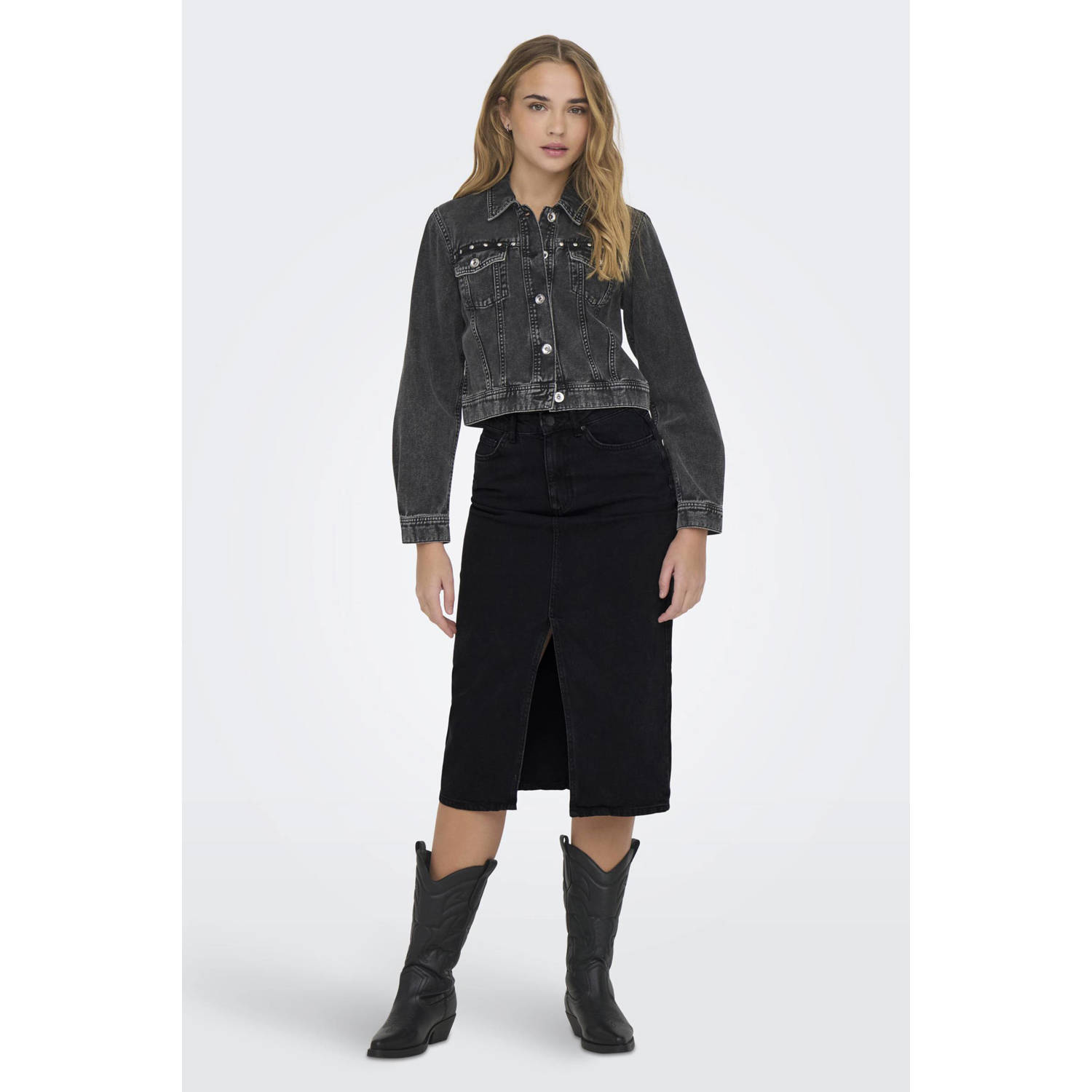 ONLY spijkerrok ONLBIANCA black denim
