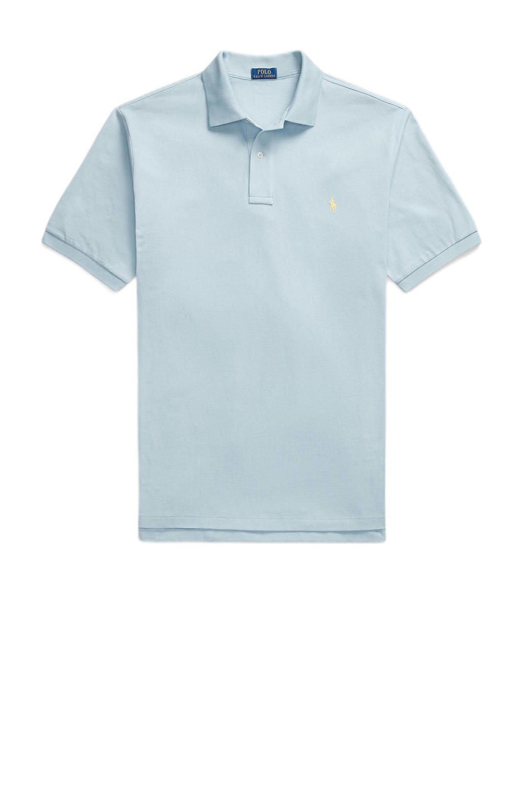 Lichtblauwe heren POLO Ralph Lauren Big & Tall regular fit polo van katoen met logo dessin, korte mouwen, klassieke kraag en knoopsluiting