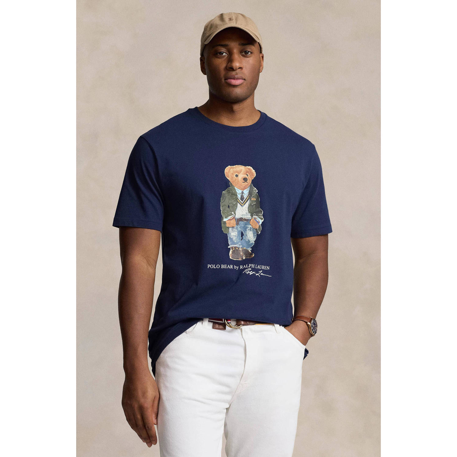 POLO Ralph Lauren Big & Tall regular fit T-shirt met printopdruk newport navy hrtg bear