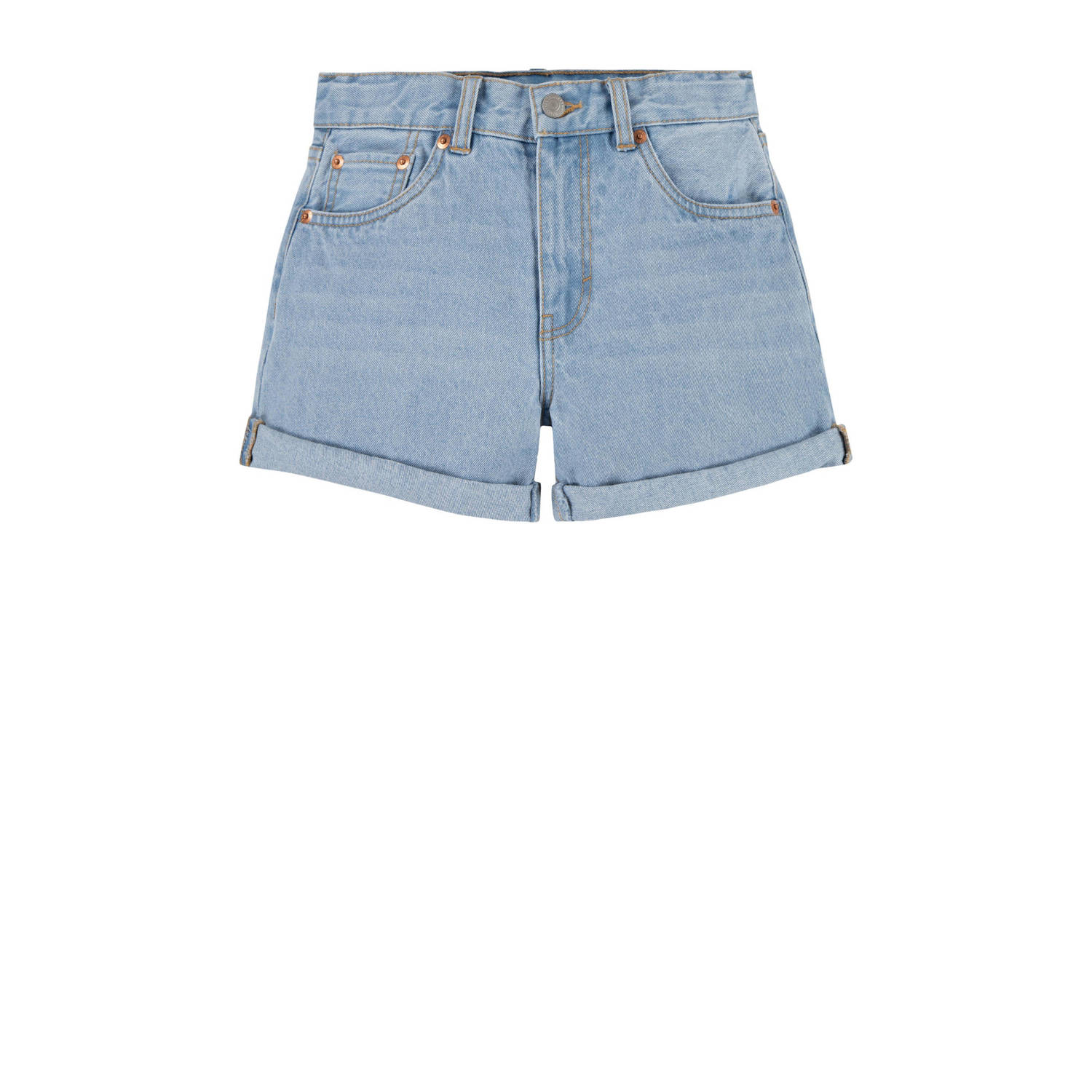 Levis Levi's Kids mom denim short dewy morning Korte broek Blauw Effen 152