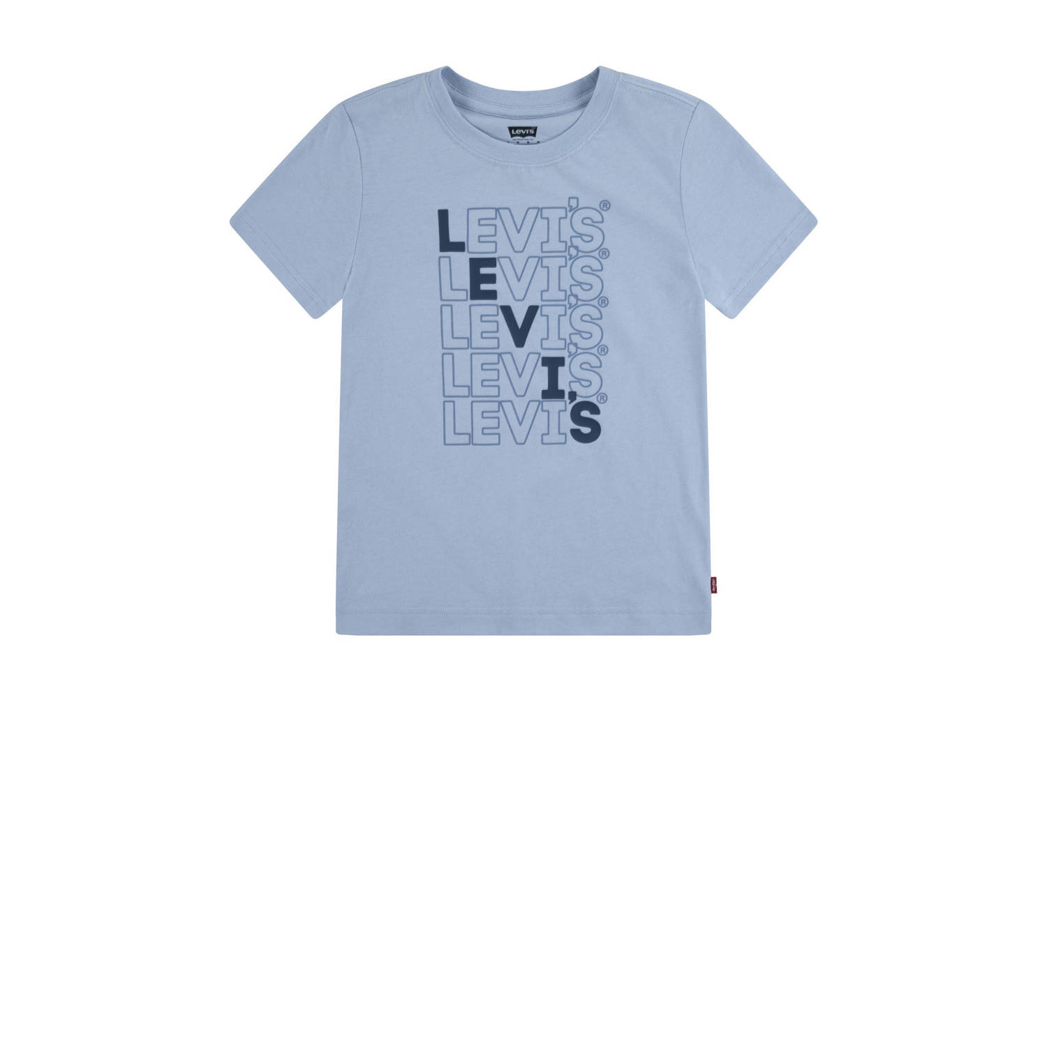 Levis Levi's Kids T-shirt met logo zachtblauw Jongens Biologisch katoen Ronde hals 116