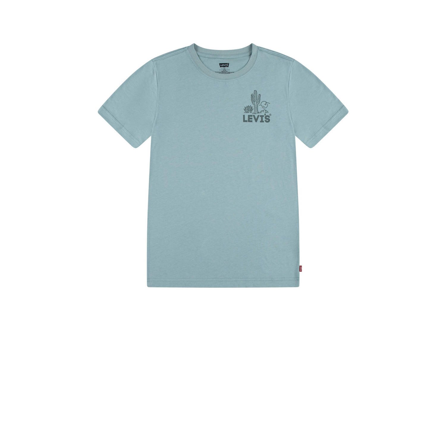 Levis Levi's Kids T-shirt met backprint blauwgroen Jongens Biologisch katoen Ronde hals 116