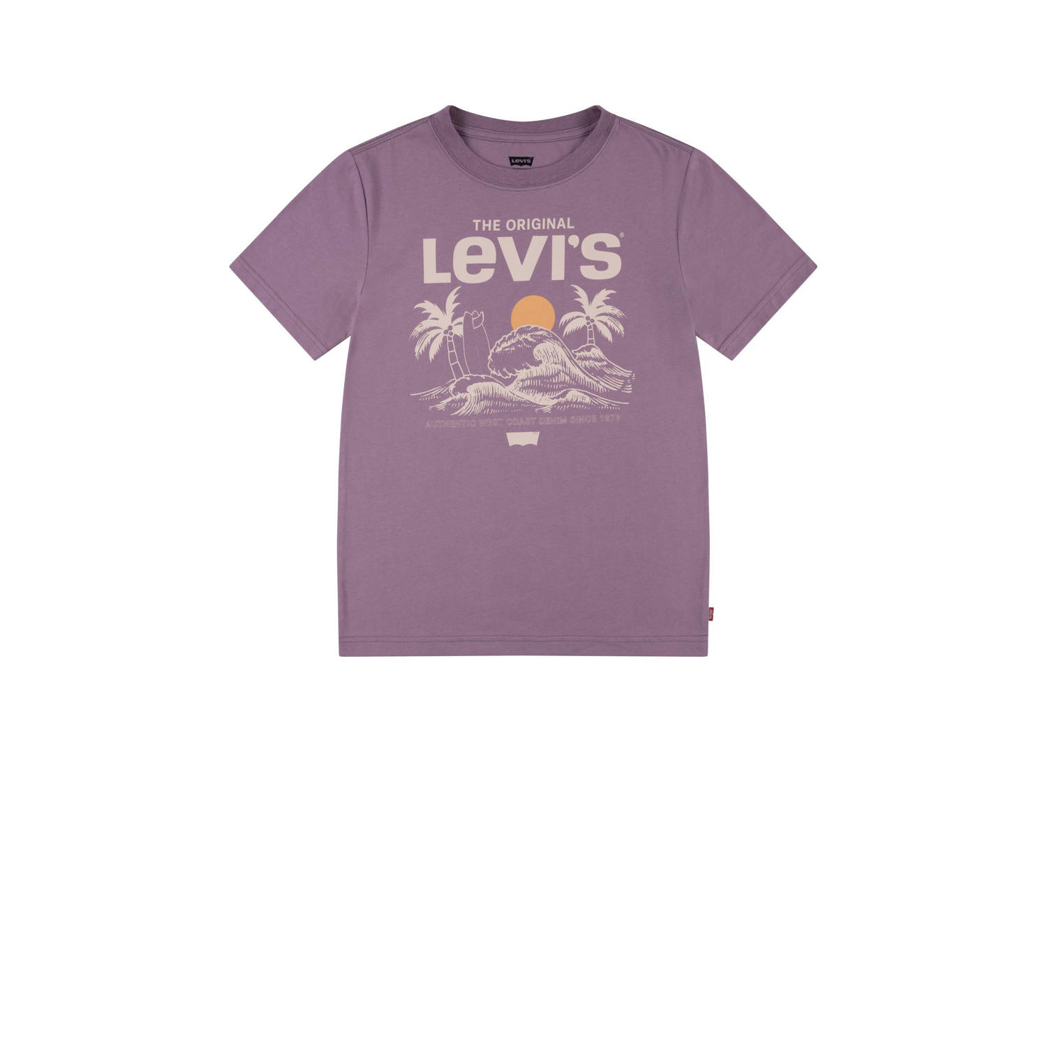 Levis Levi's Kids T-shirt met printopdruk paars Jongens Katoen Ronde hals Printopdruk 116