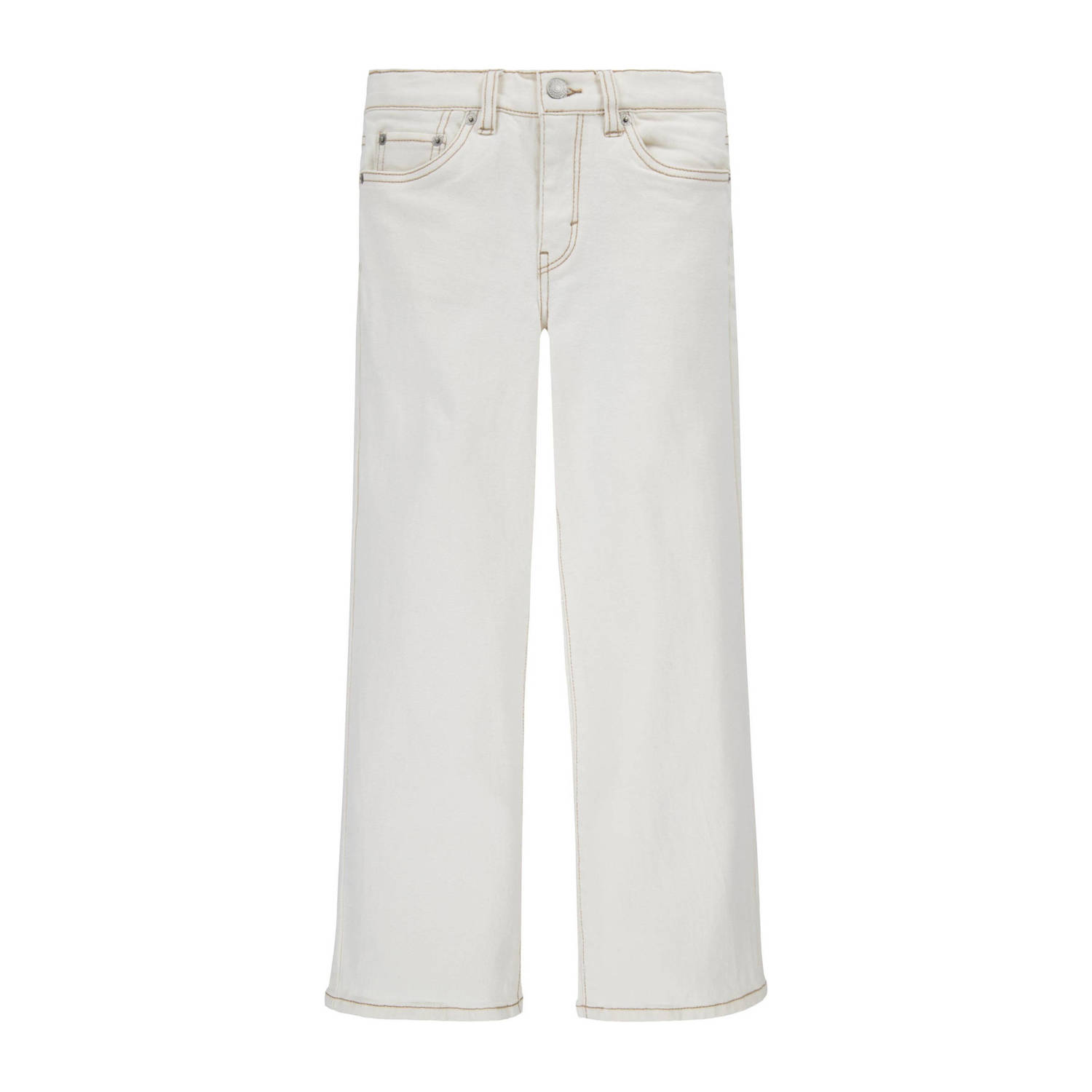 Levis Levi's Kids wide leg broek offwhite Ecru Meisjes Stretchkatoen Effen 116