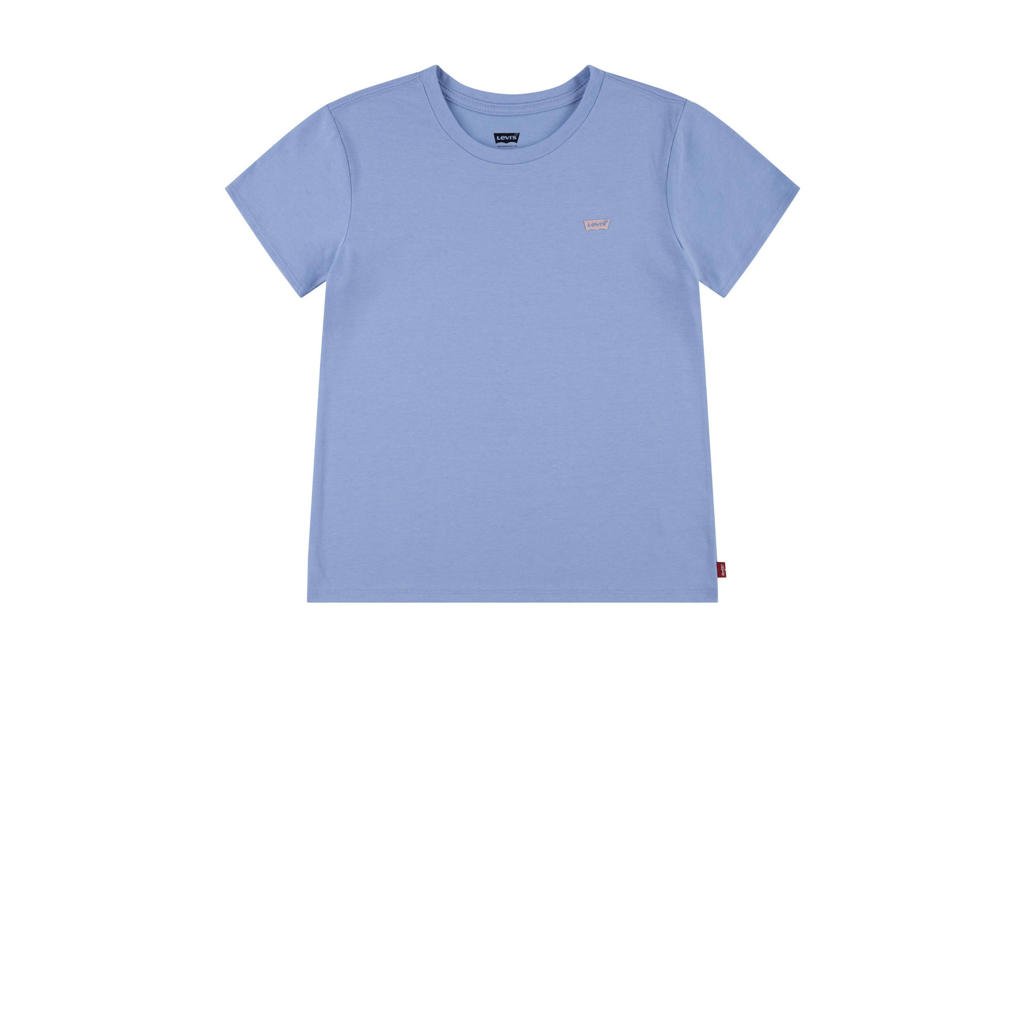 Blauwe meisjes Levi's Kids T-shirt van katoen met effen, korte mouwen en ronde hals
