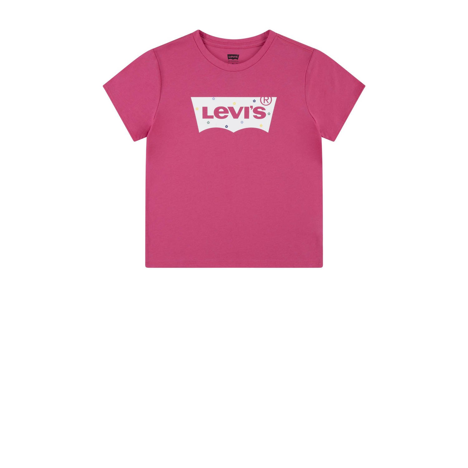 Levis Levi's Kids T-shirt BATWING met logo fuchsia Roze Meisjes Katoen Ronde hals 116