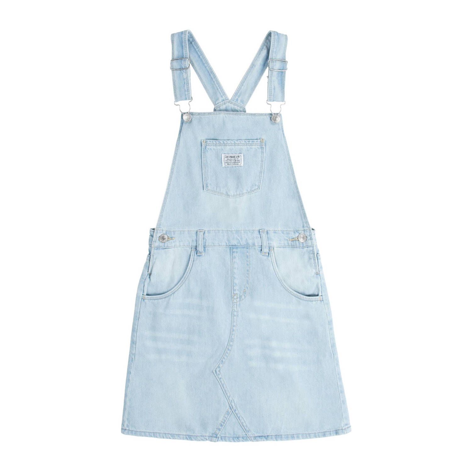 Levis Levi's Kids spijkerovergooier met logo doubt it Jurk Blauw Meisjes Denim Vierkante hals 116