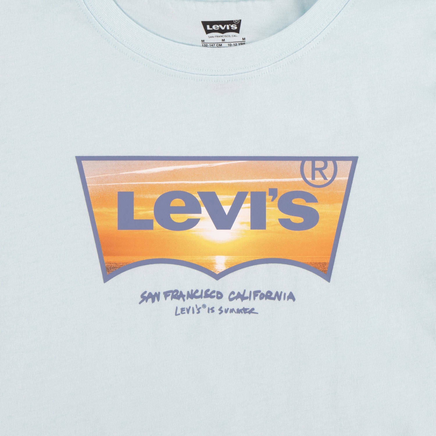 Levi's Kids T-shirt SUNSET BATWING met logo lichtblauw