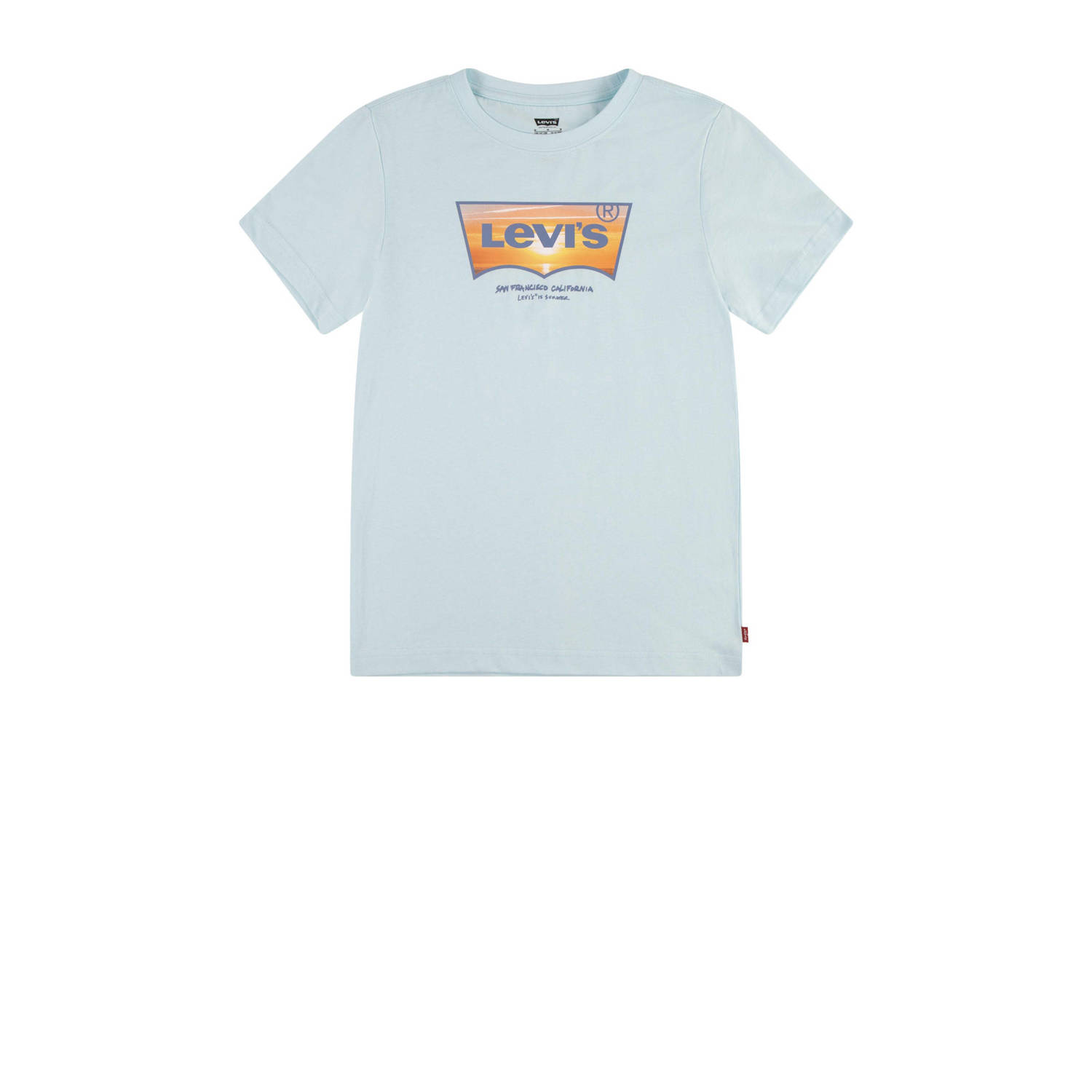 Levis Levi's Kids T-shirt SUNSET BATWING met logo lichtblauw Jongens Biologisch katoen Ronde hals 128