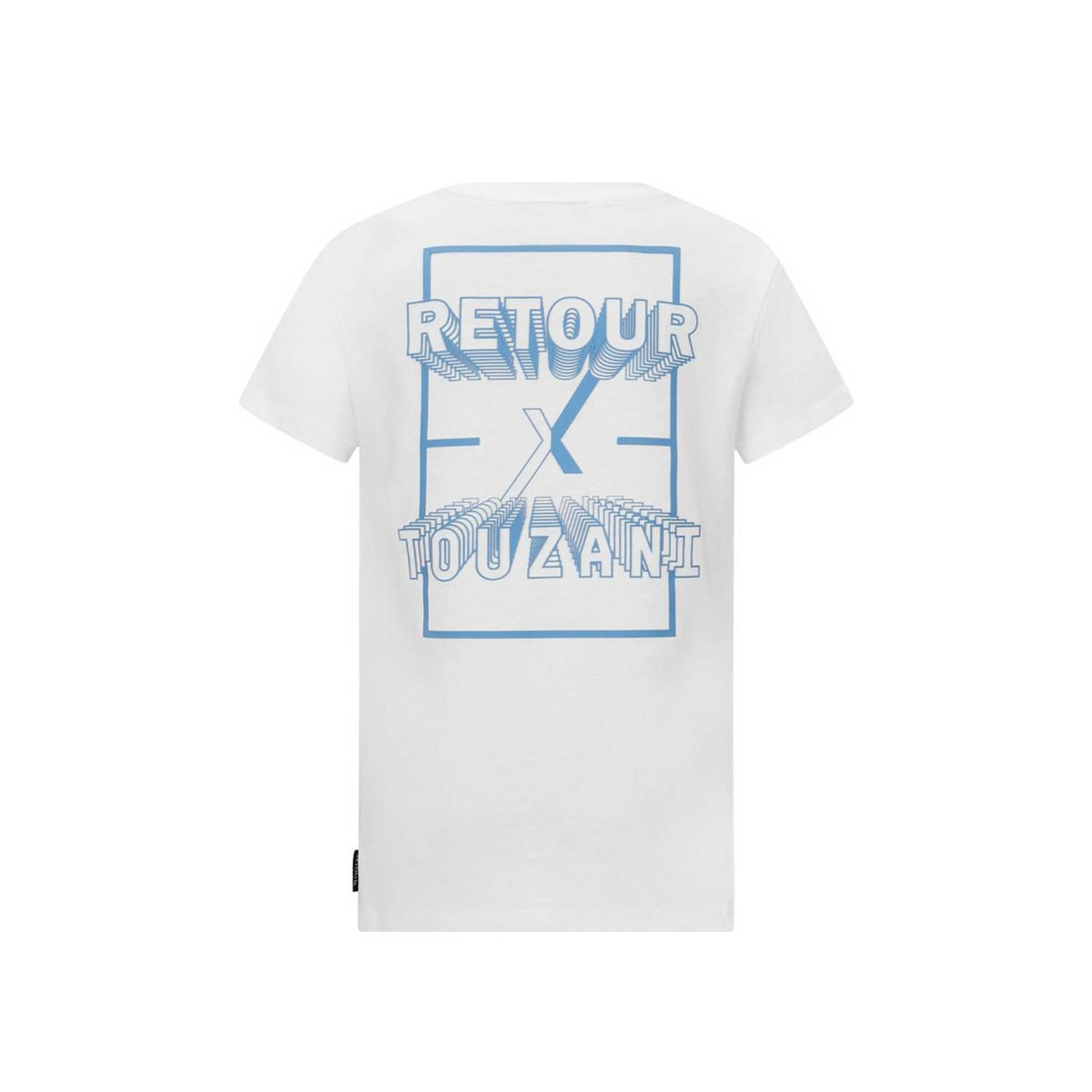 Retour Jeans Retour X Touzani T-shirt Swing met backprint wit blauw