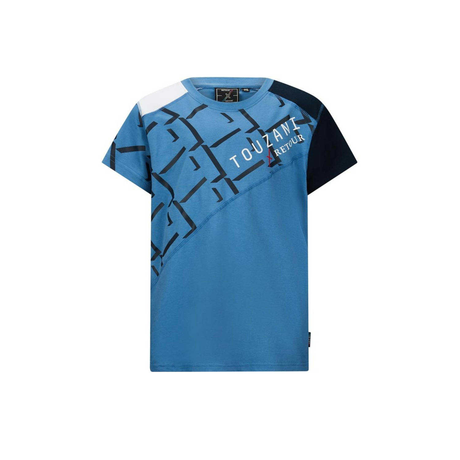 Retour Jeans Retour X Touzani T-shirt Goal met printopdruk blauw donkerblauw Jongens Katoen Ronde hals 122 128