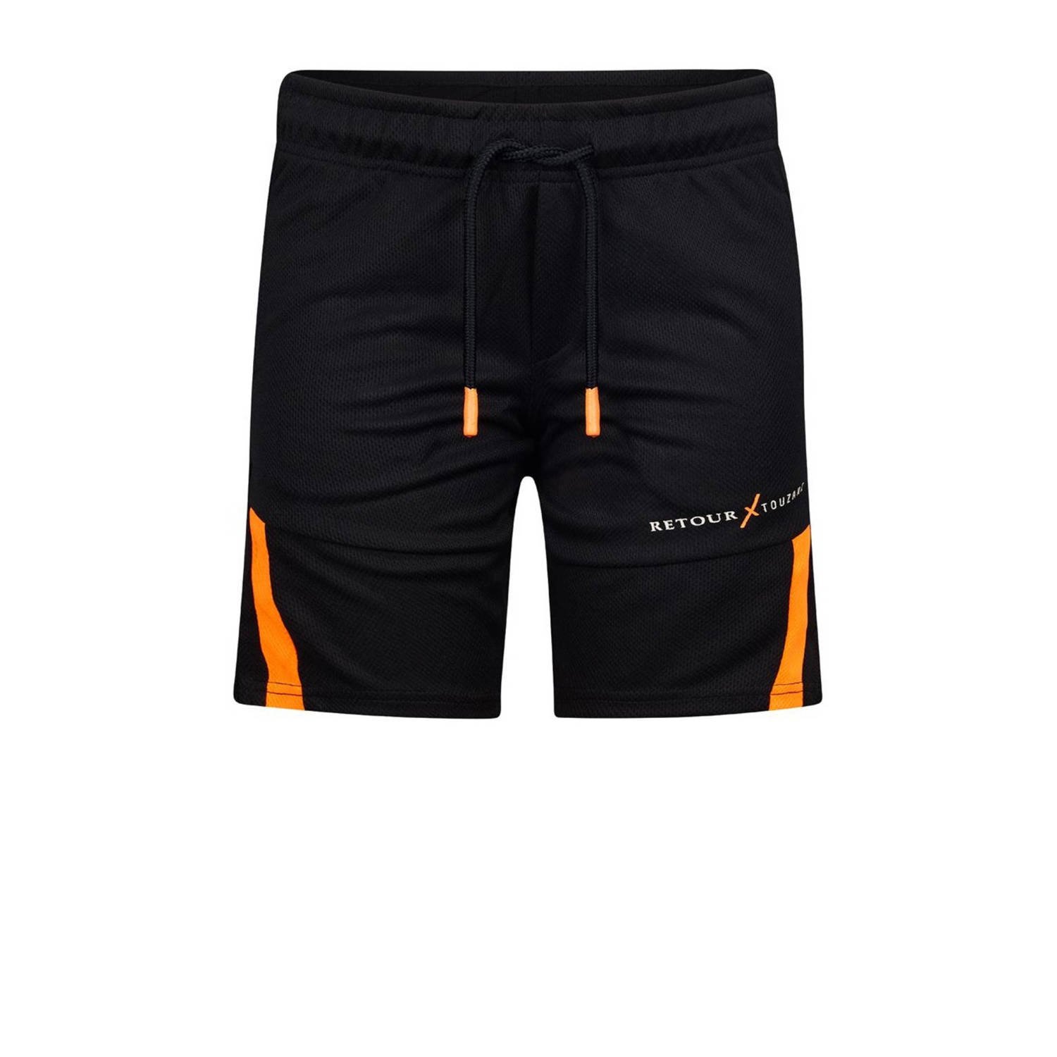 Retour Jeans Retour X Touzani sweatshort Air met logo zwart oranje Korte broek Jongens Polyester 158 164