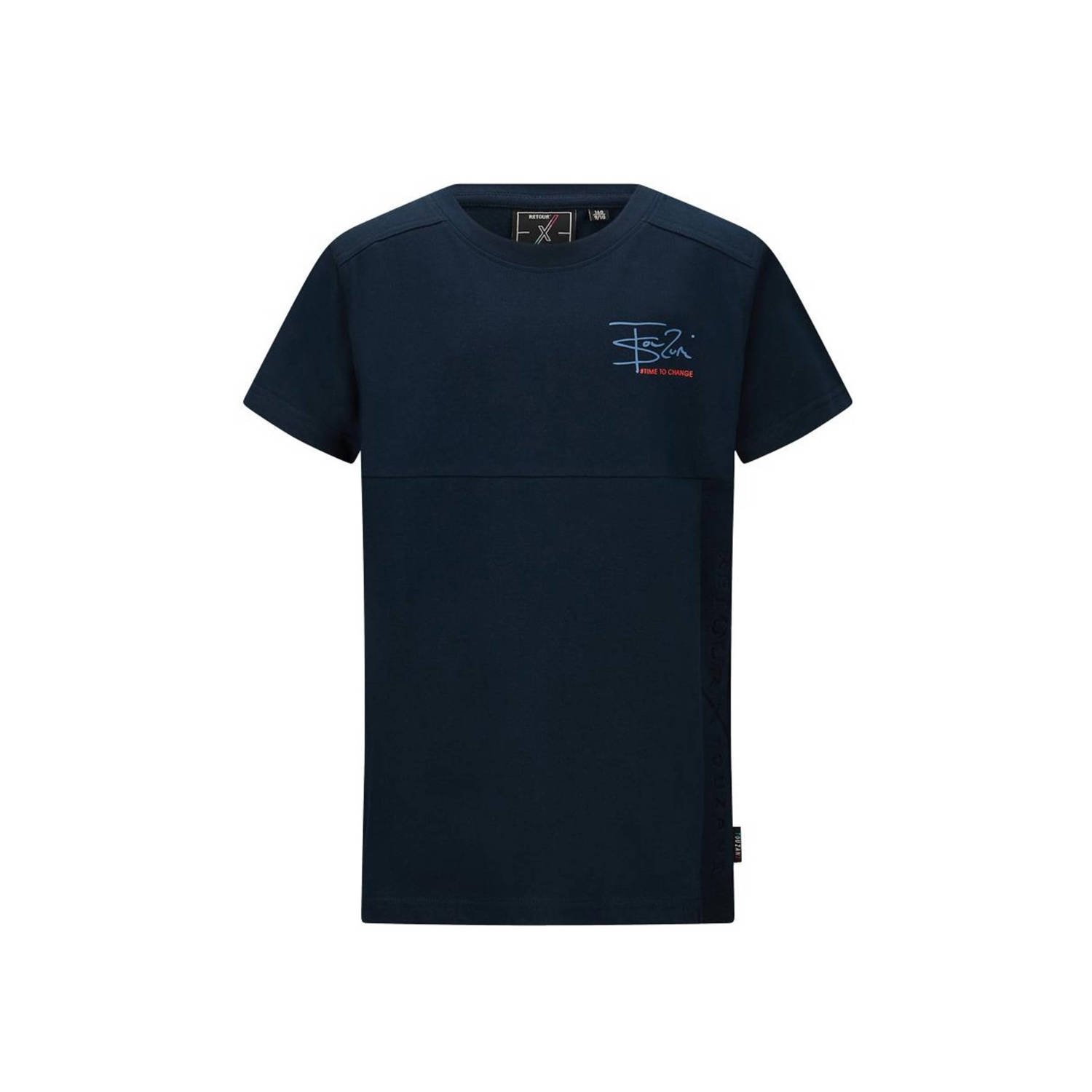 Retour Jeans Retour X Touzani T-shirt Captain met printopdruk donkerblauw