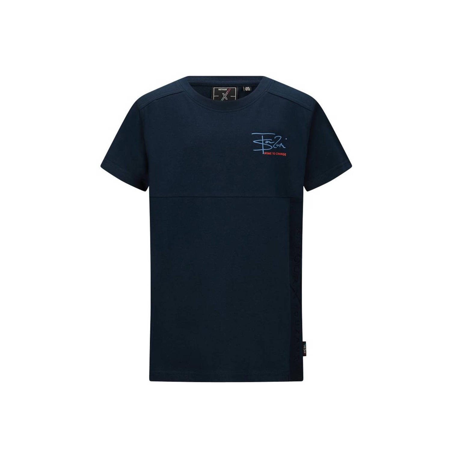 Retour Jeans Retour X Touzani T-shirt Captain met printopdruk donkerblauw Jongens Katoen Ronde hals 122 128