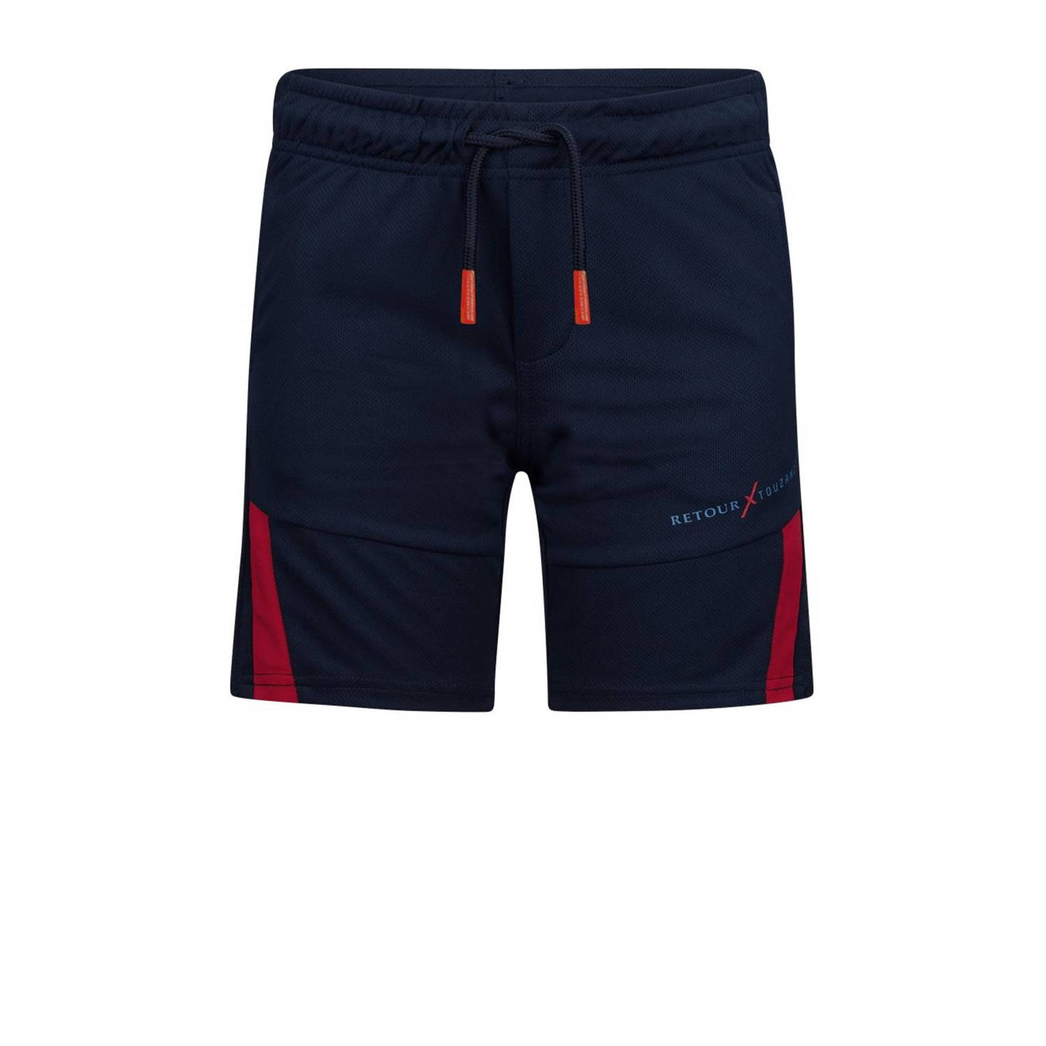 Retour Jeans Retour X Touzani sweatshort Air met logo donkerblauw rood Korte broek Jongens Polyester 134 140