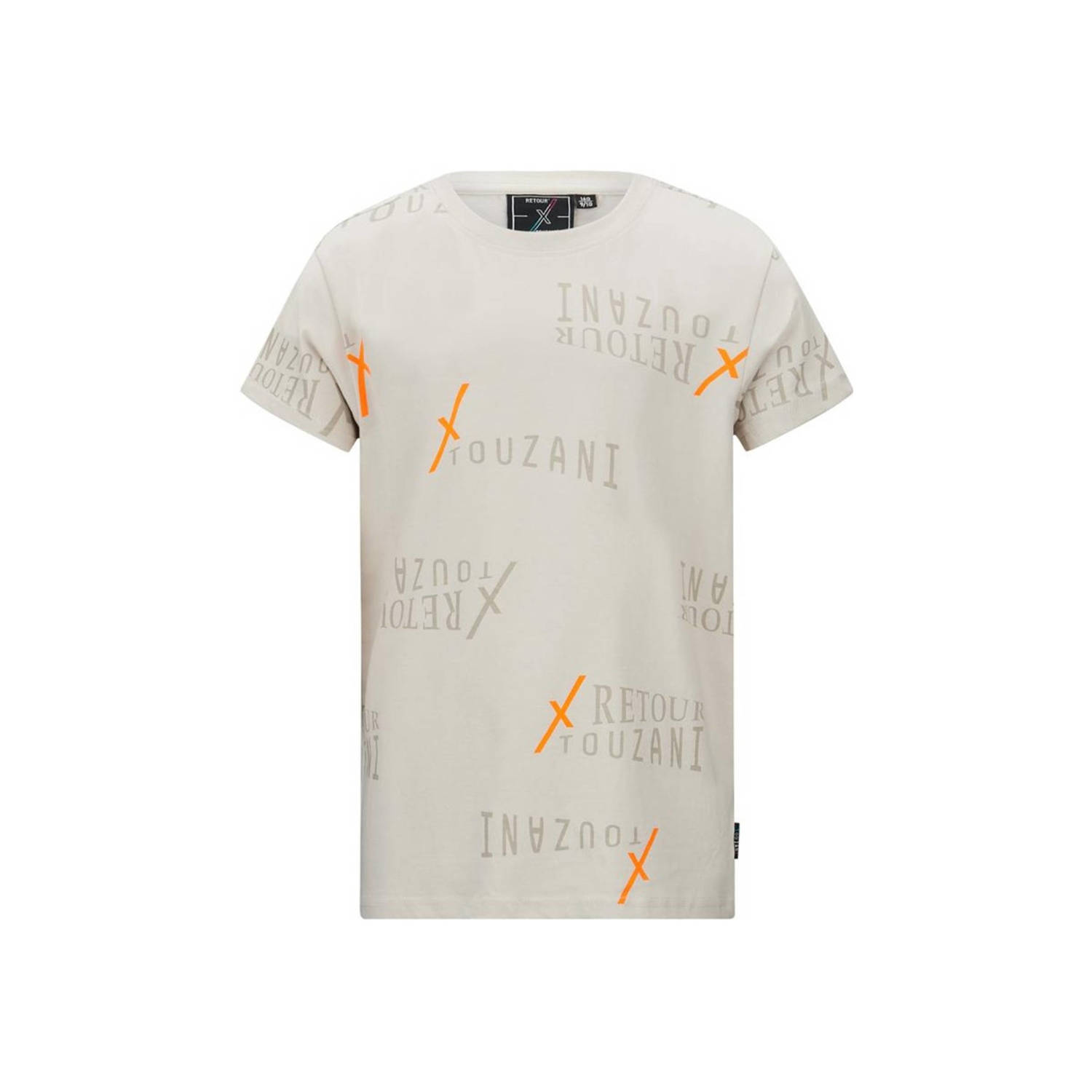 Retour Jeans Retour X Touzani T-shirt Soccer met all over print ecru Jongens Biologisch katoen Ronde hals 134 140