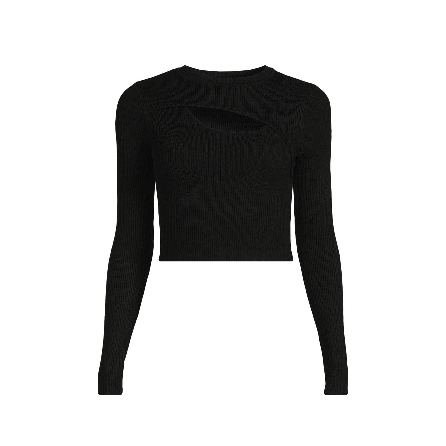 ONLY ribgebreide crop top ONLLIZA zwart