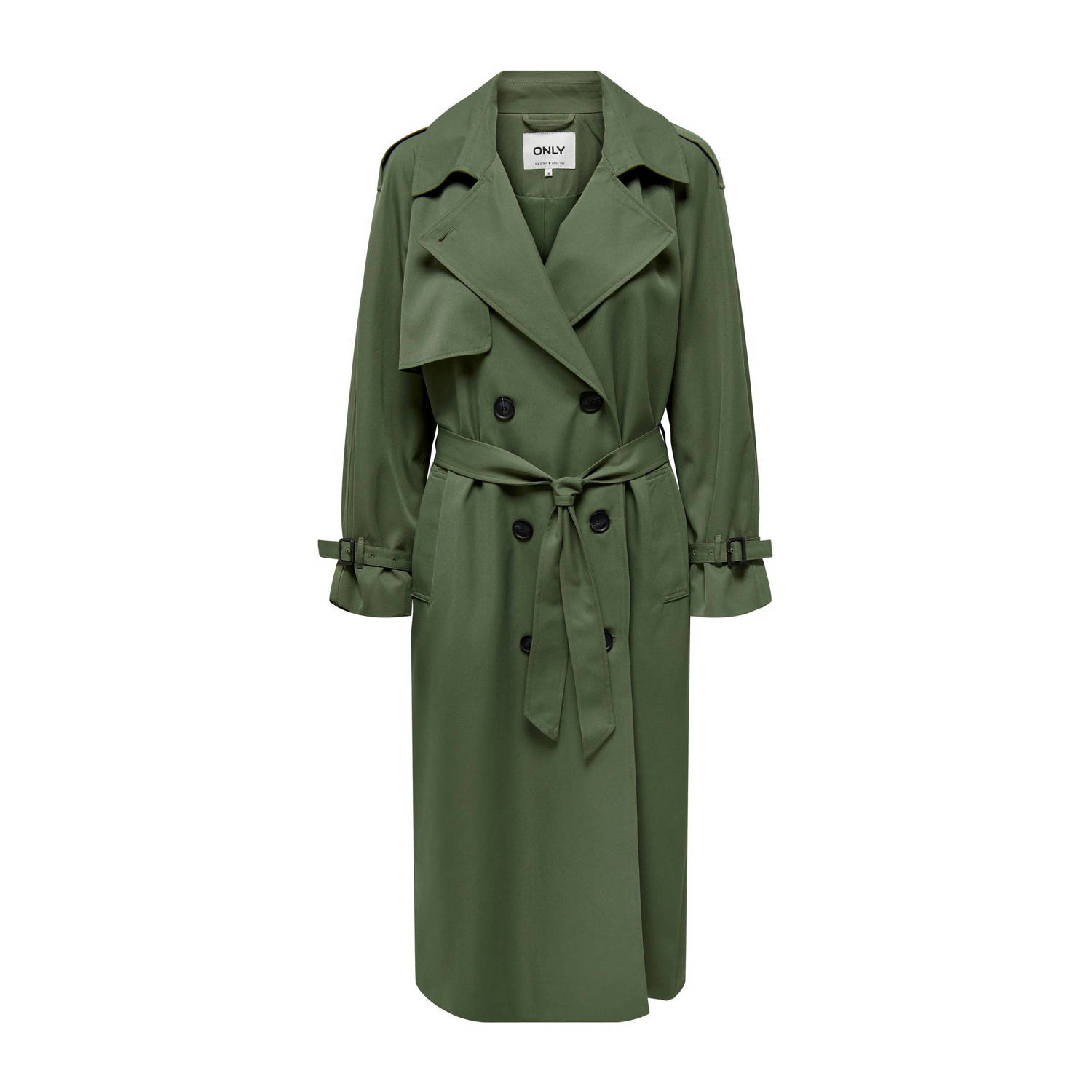 ONLY trenchcoat jas ONLCHLOE met ceintuur groen