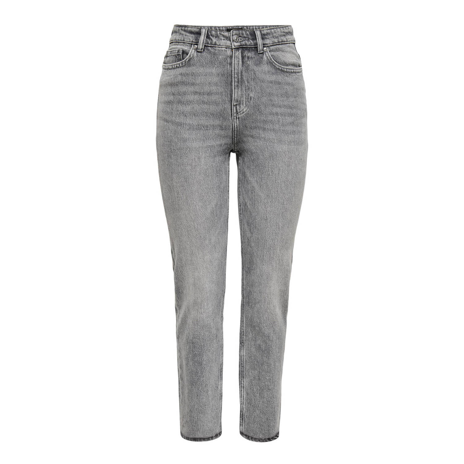 ONLY high waist straight jeans ONLEMILY grey denim