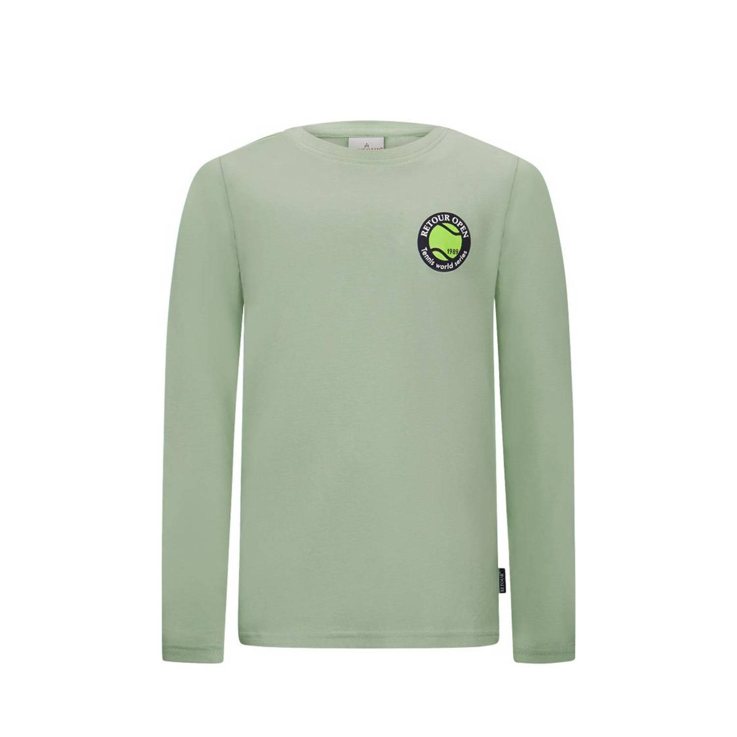 Retour Jeans longsleeve Davis met backprint lichtgroen Jongens Biologisch katoen Ronde hals 134 140