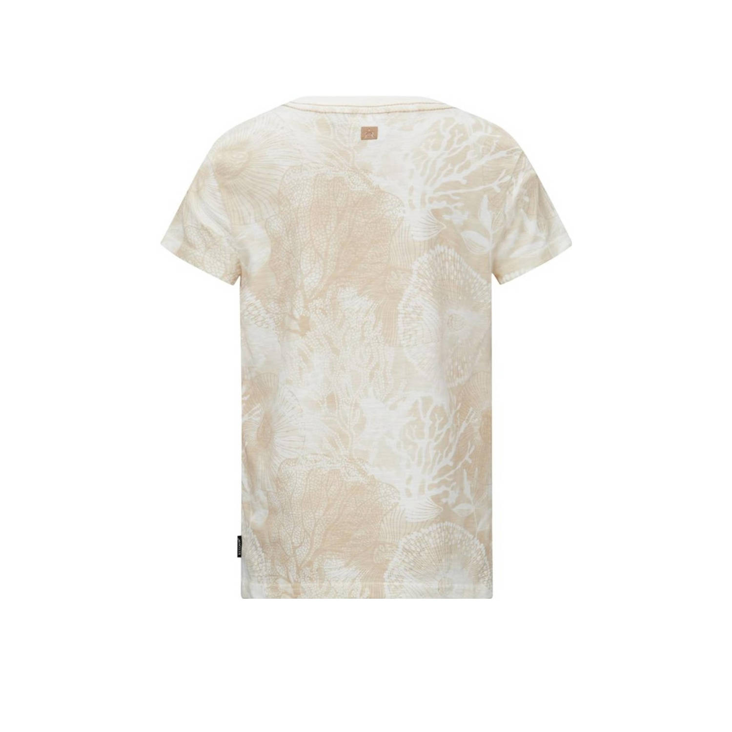 Retour Jeans T-shirt Max met all over print beige offwhite