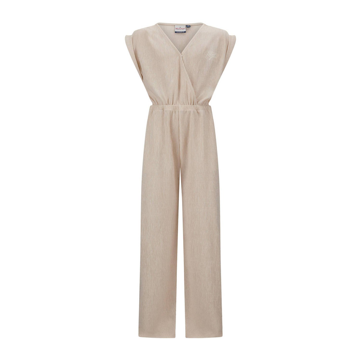 Retour Jeans jumpsuit Bella beige Meisjes Polyester V-hals Effen 122 128