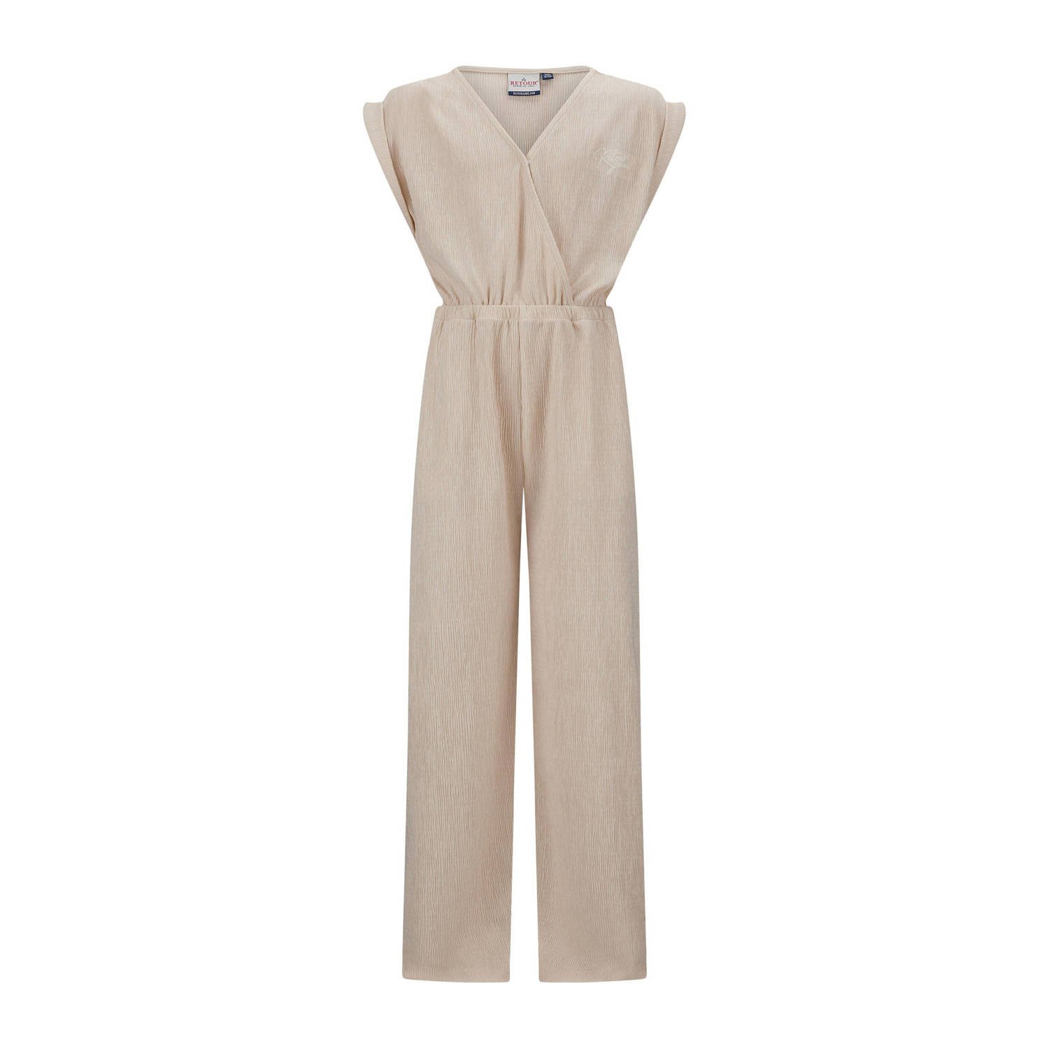 Retour Jeans jumpsuit Bella beige Meisjes Polyester V-hals Effen 146 152