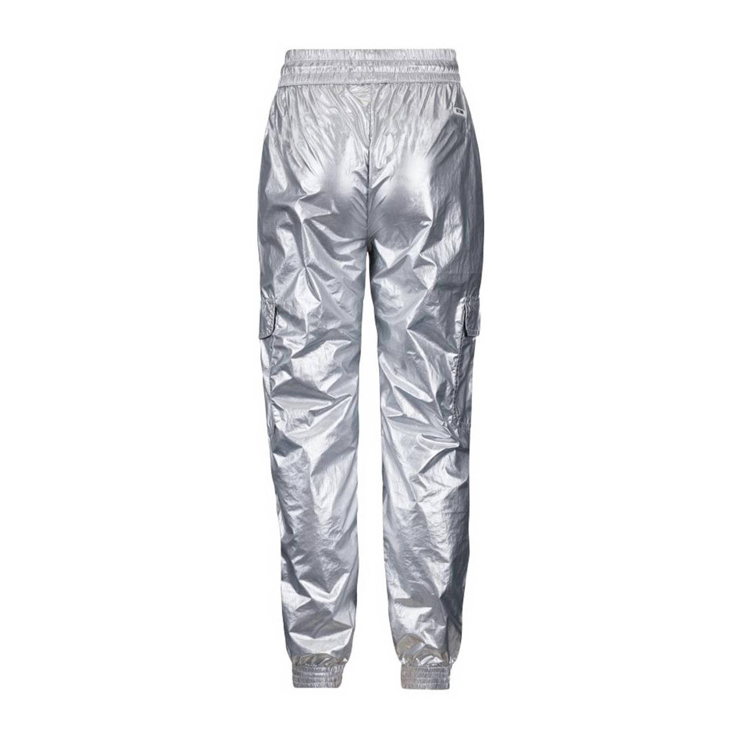Retour Jeans metallic loose fit cargobroek Winnie zilver metallic