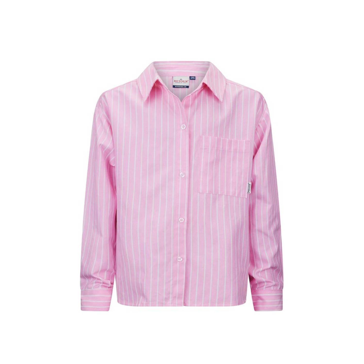 Retour Jeans gestreepte blouse Bibi roze wit Meisjes Katoen Klassieke kraag 170 176