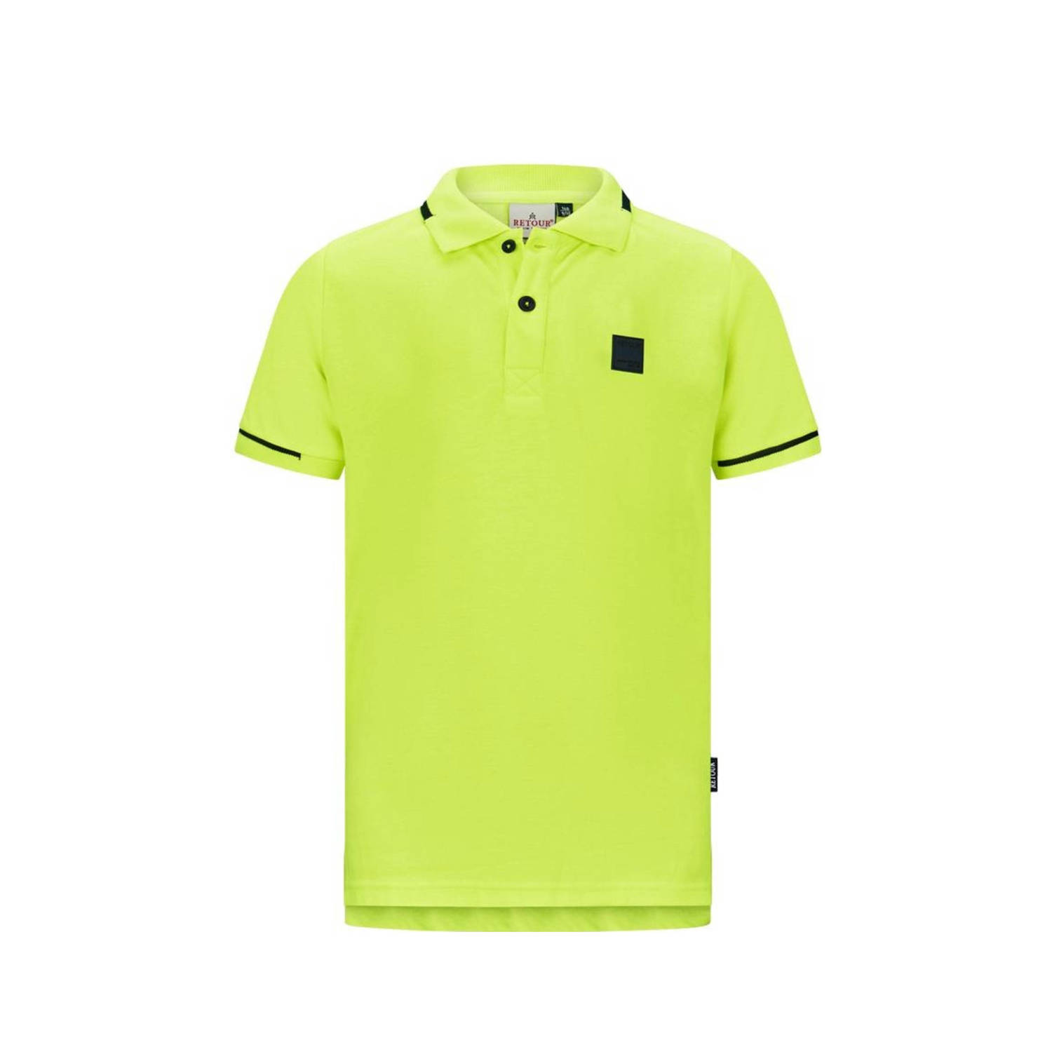 Retour Jeans polo Lucas neon geel Jongens Biologisch katoen Polokraag Effen 134 140