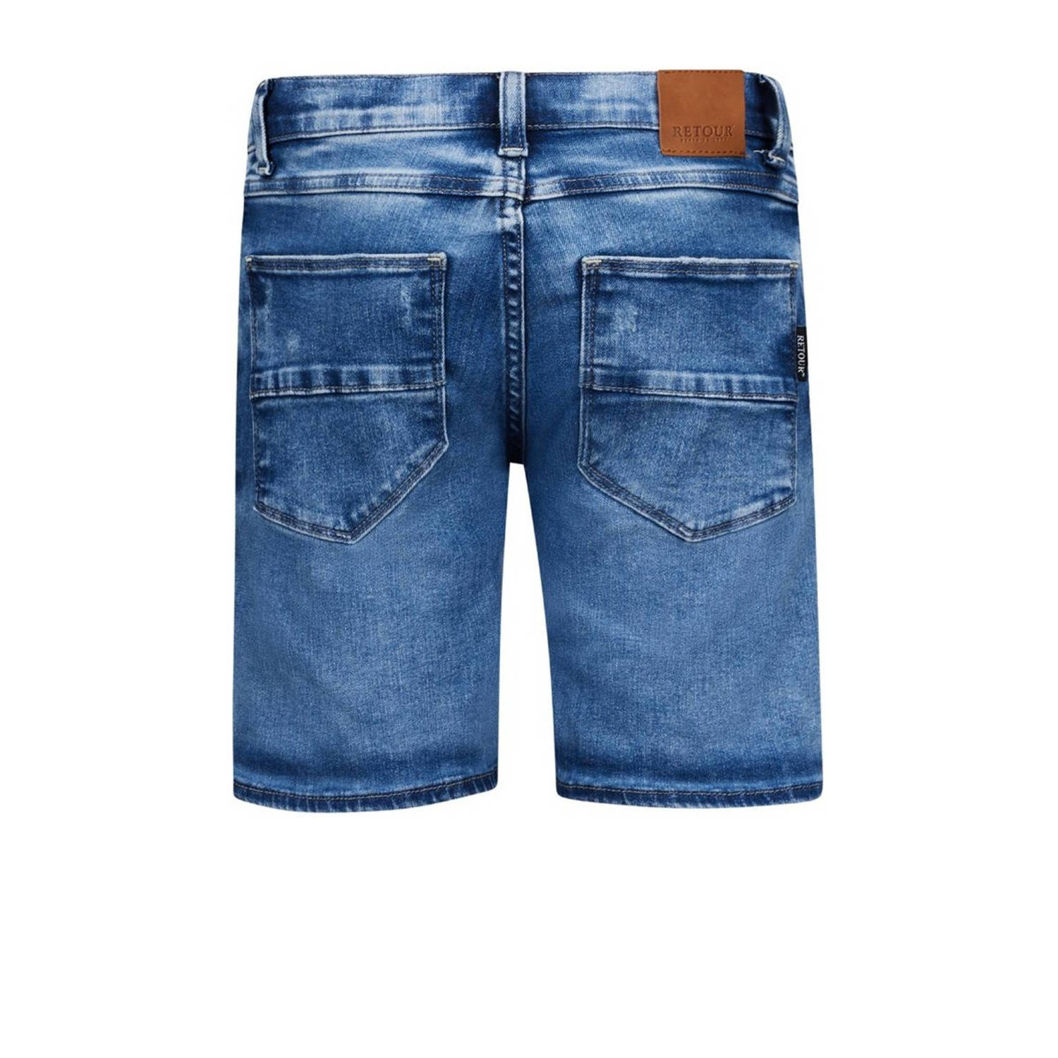 Retour Jeans denim short Reven Indigo medium blue denim