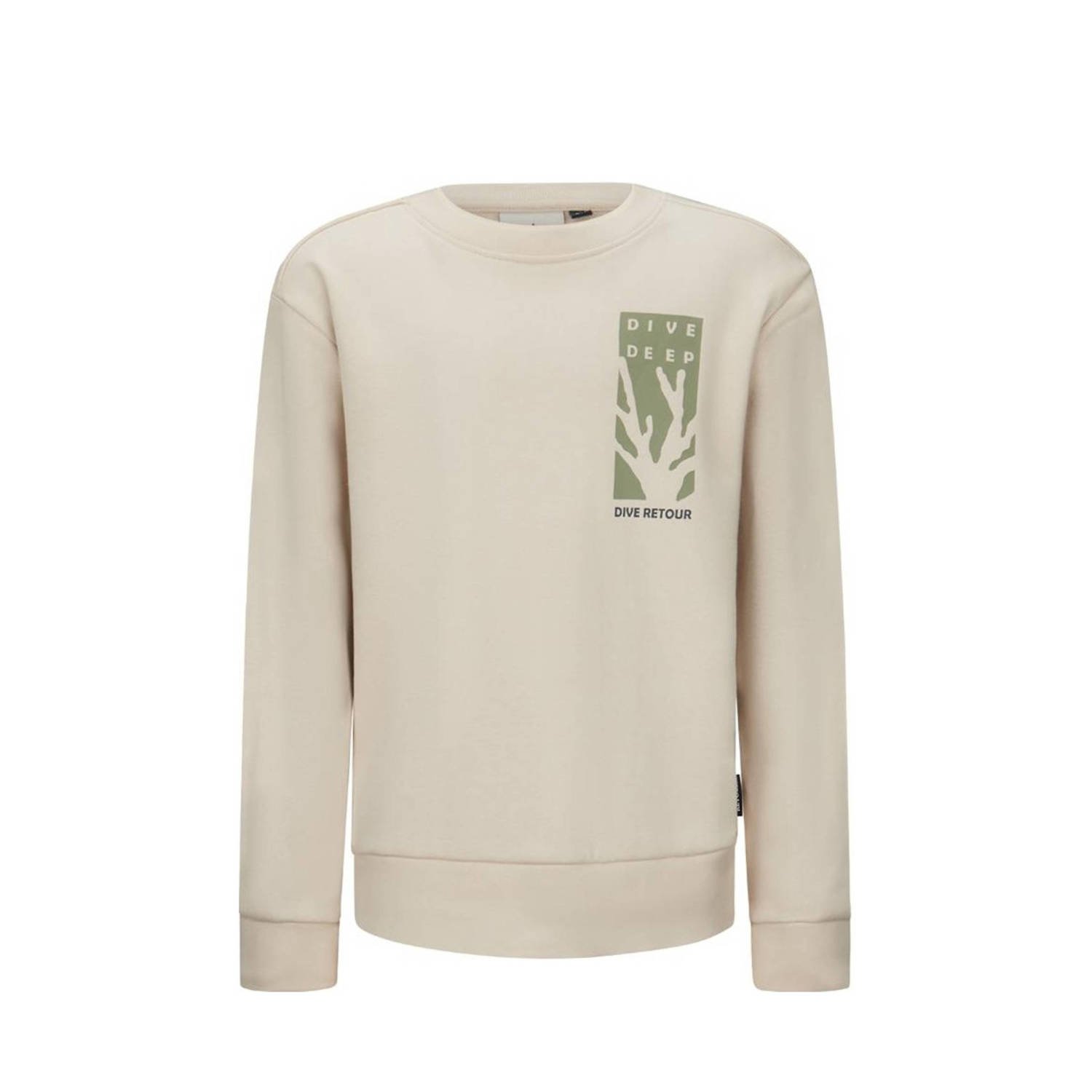 Retour Jeans sweater Jim met printopdruk beige groen