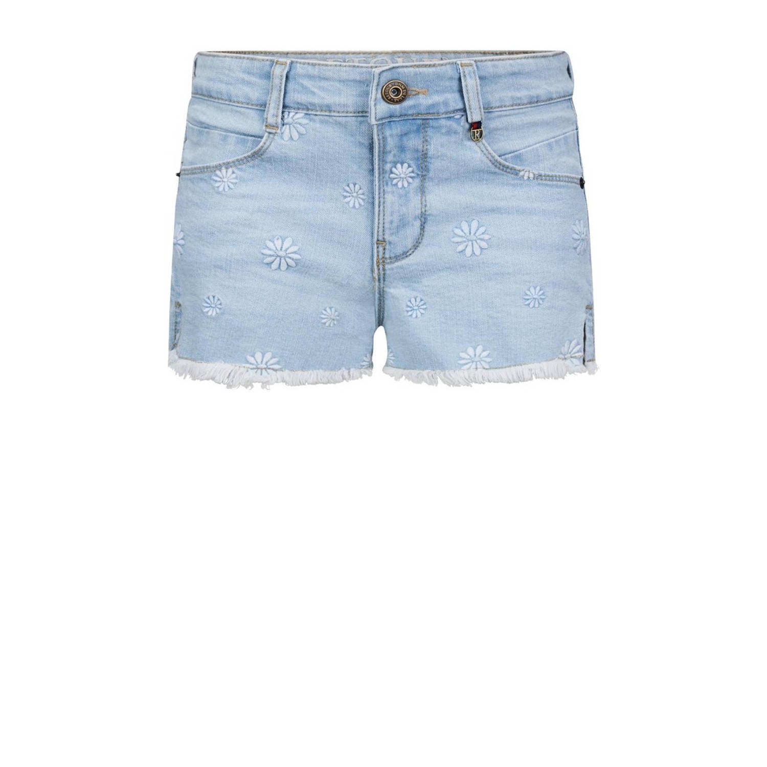 Retour Jeans gebloemde denim short Mette light blue denim Korte broek Blauw Meisjes Stretchdenim 122