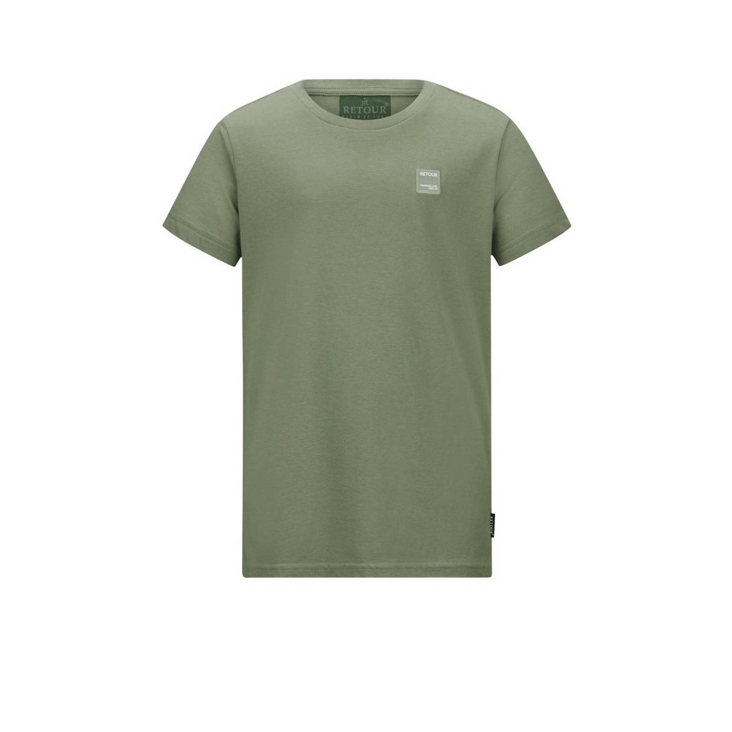 Retour Jeans T-shirt Chiel met backprint armygroen