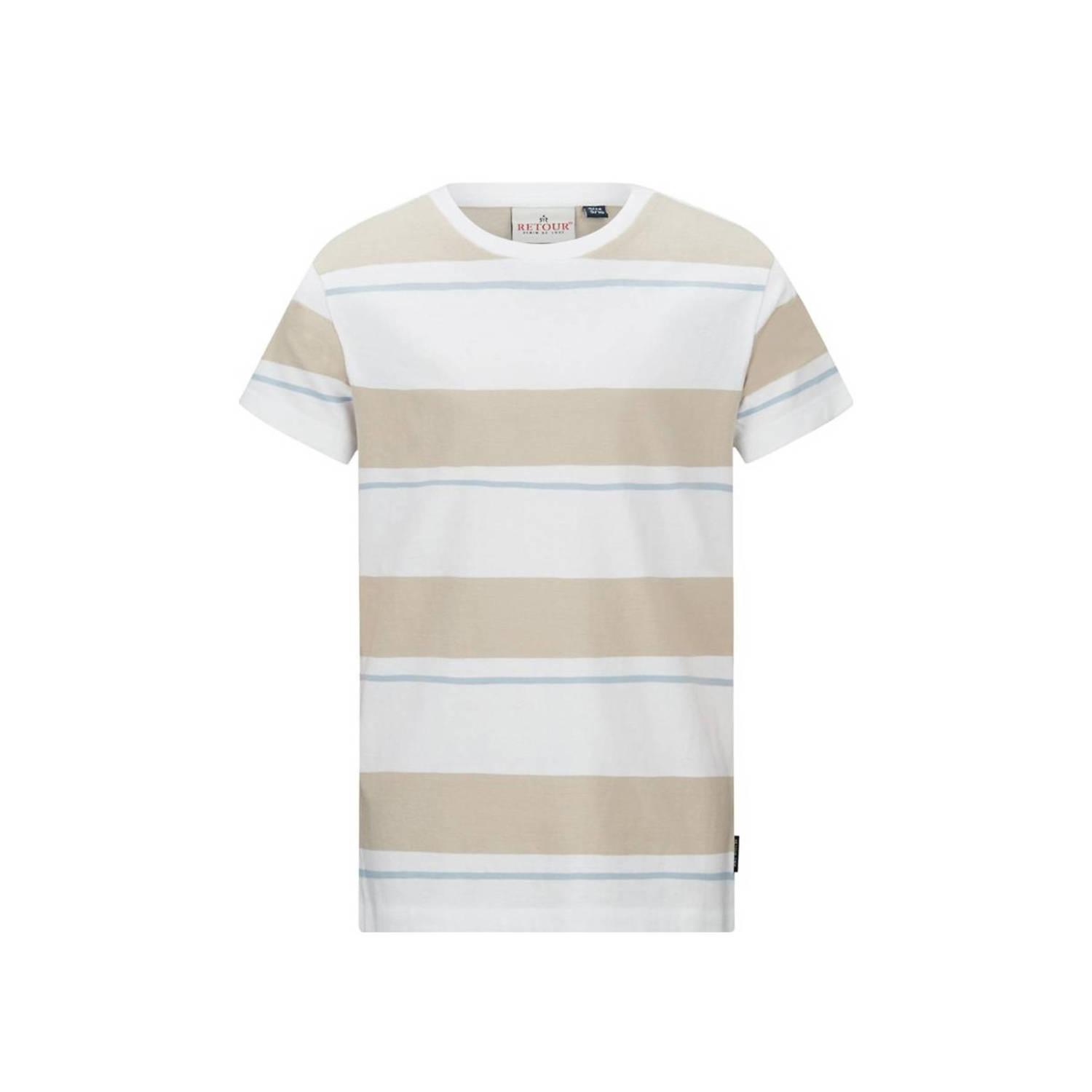 Retour Jeans gestreept T-shirt Curtis beige wit